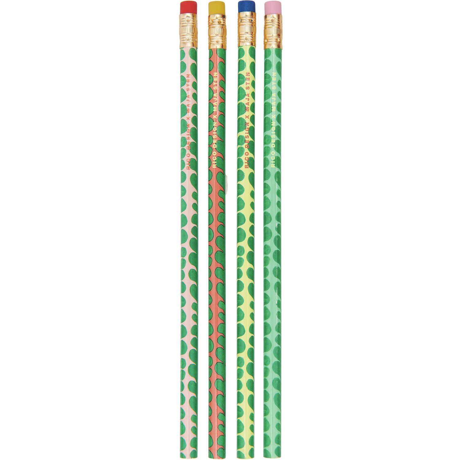 Bleistiftset Midsommar Magic, 4 Stück, von Rico Design. Bunte Bleistifte mit Radiergummi.