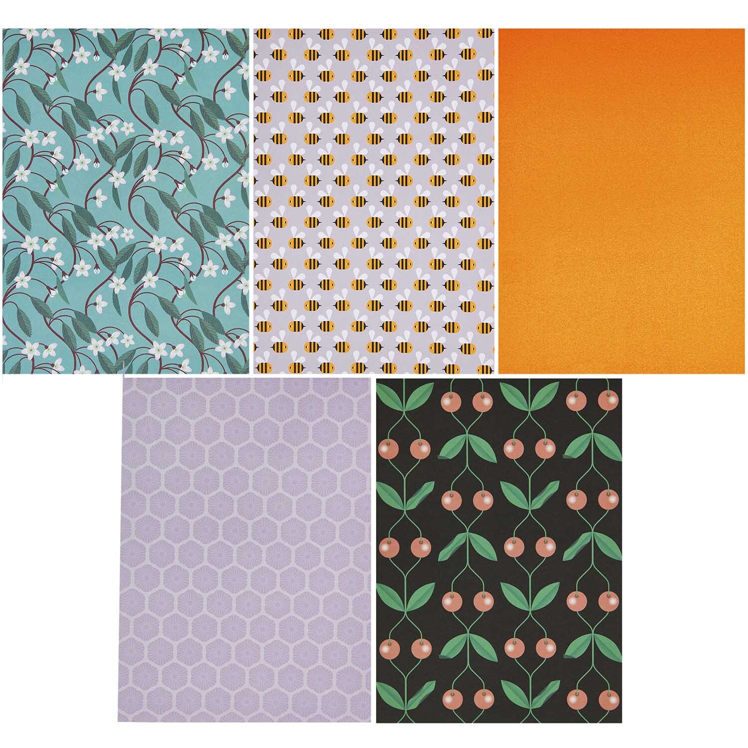 Motivpapierblock Just Bees + Fruits + Flowers 30 Blatt von Rico Design