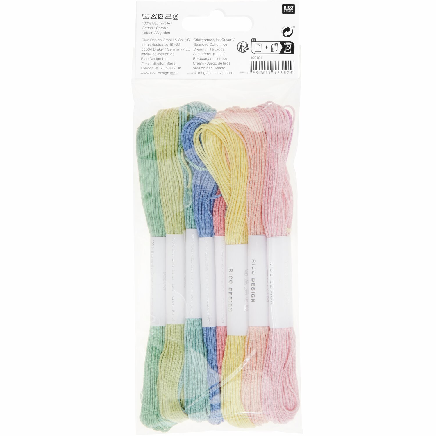 Set de fils à broder Ice Cream 10 pièces 10-teilig from Rico Design Stickgarn Set Ice Cream: 10-teiliges Set von Rico Design in Pastelltönen, ideal für kreative Stickprojekte.