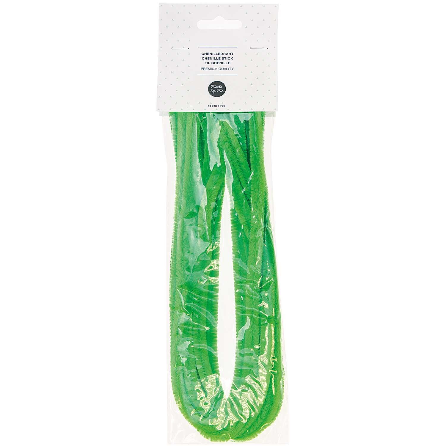 Chenilledraht 50cm 10 Stück Farbe Blattgrün von Rico Design Chenilledraht 50cm 10 Stück von Rico Design in Blattgrün, verpackt in einer transparenten Hülle. Ideal für kreative Bastelprojekte.