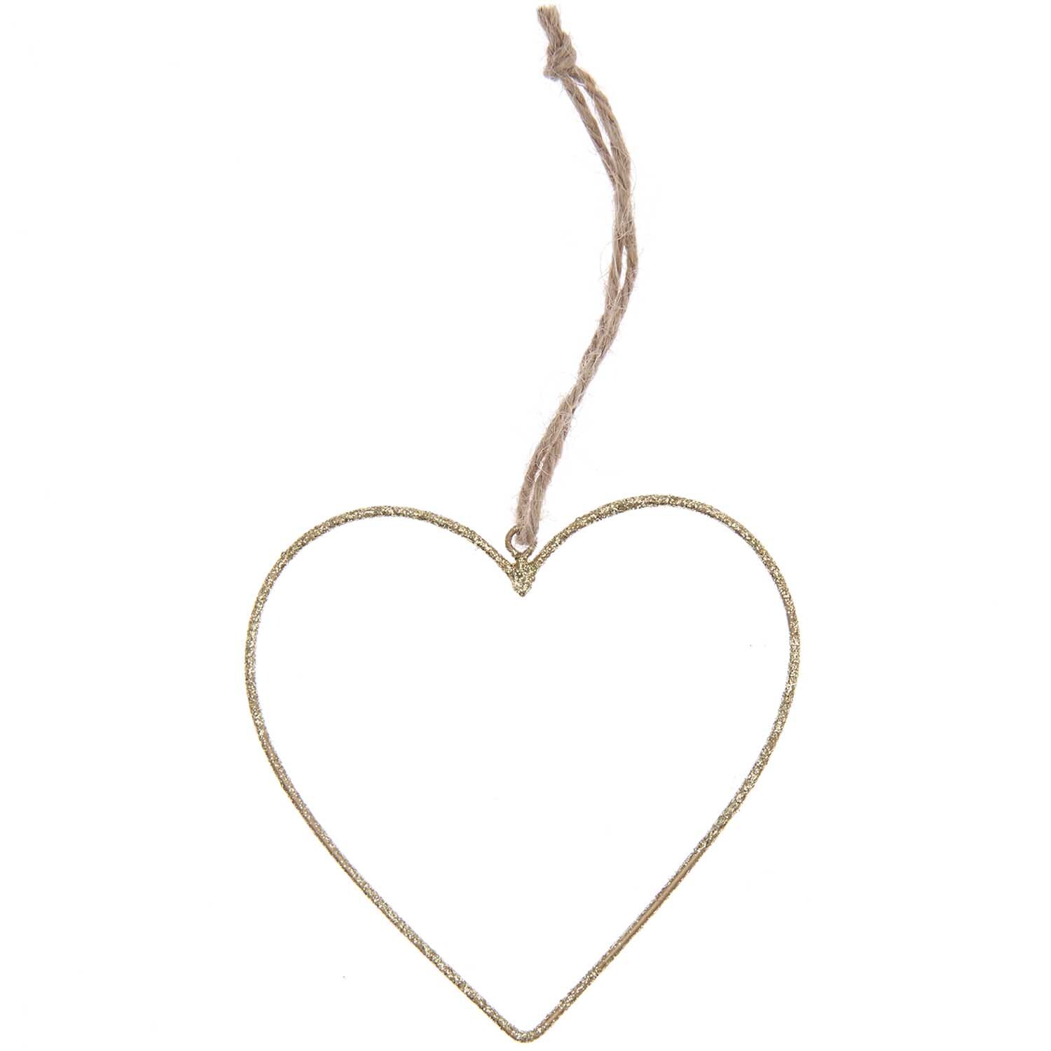 Metallhänger Herz von Rico Design in Herzform, 9,5x9,5 cm, mit glitzerndem Gold-Finish und Aufhängeschnur.