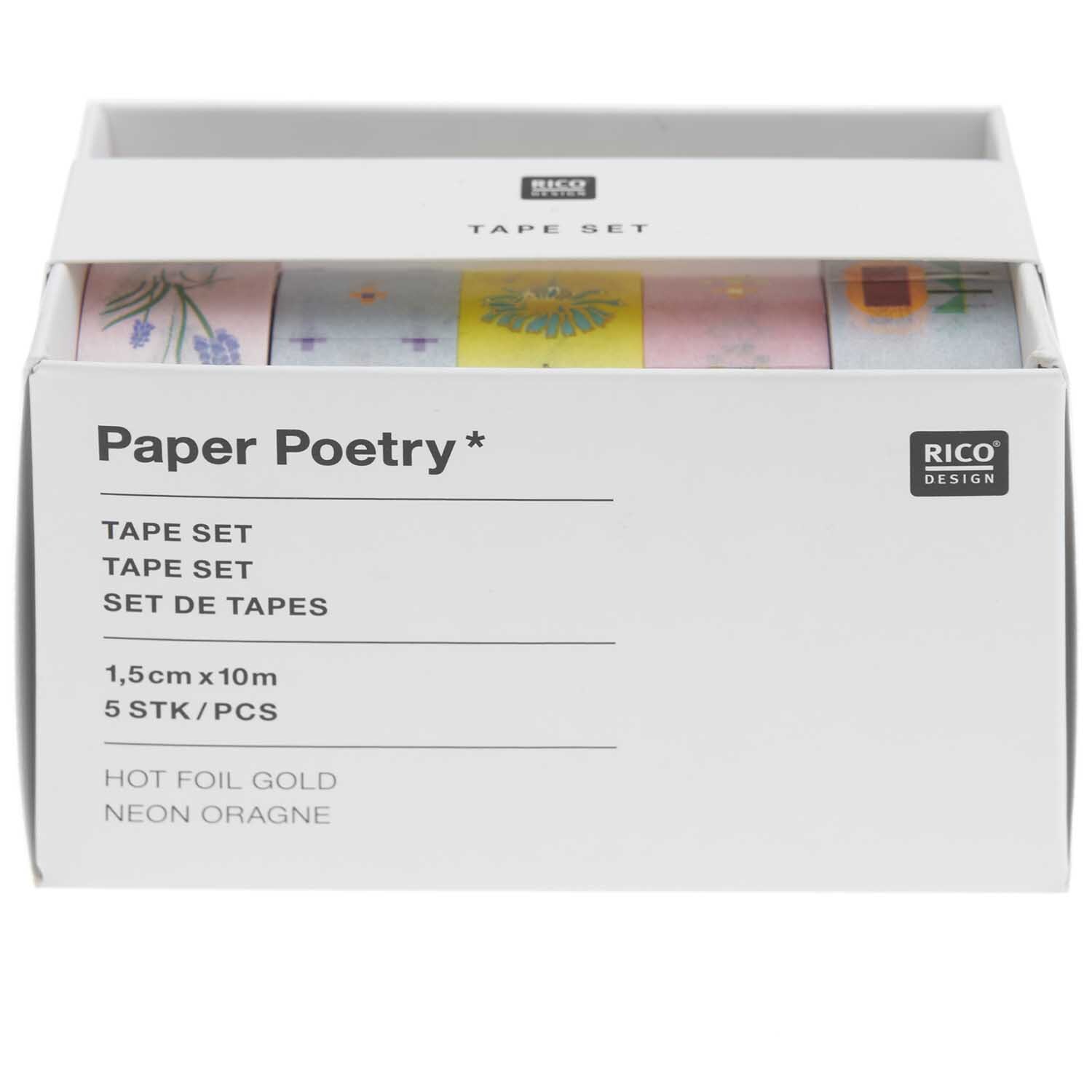 Paper Poetry Tape Set Futschikato Blumen 1,5cm 10m 5-teilig von Rico Design