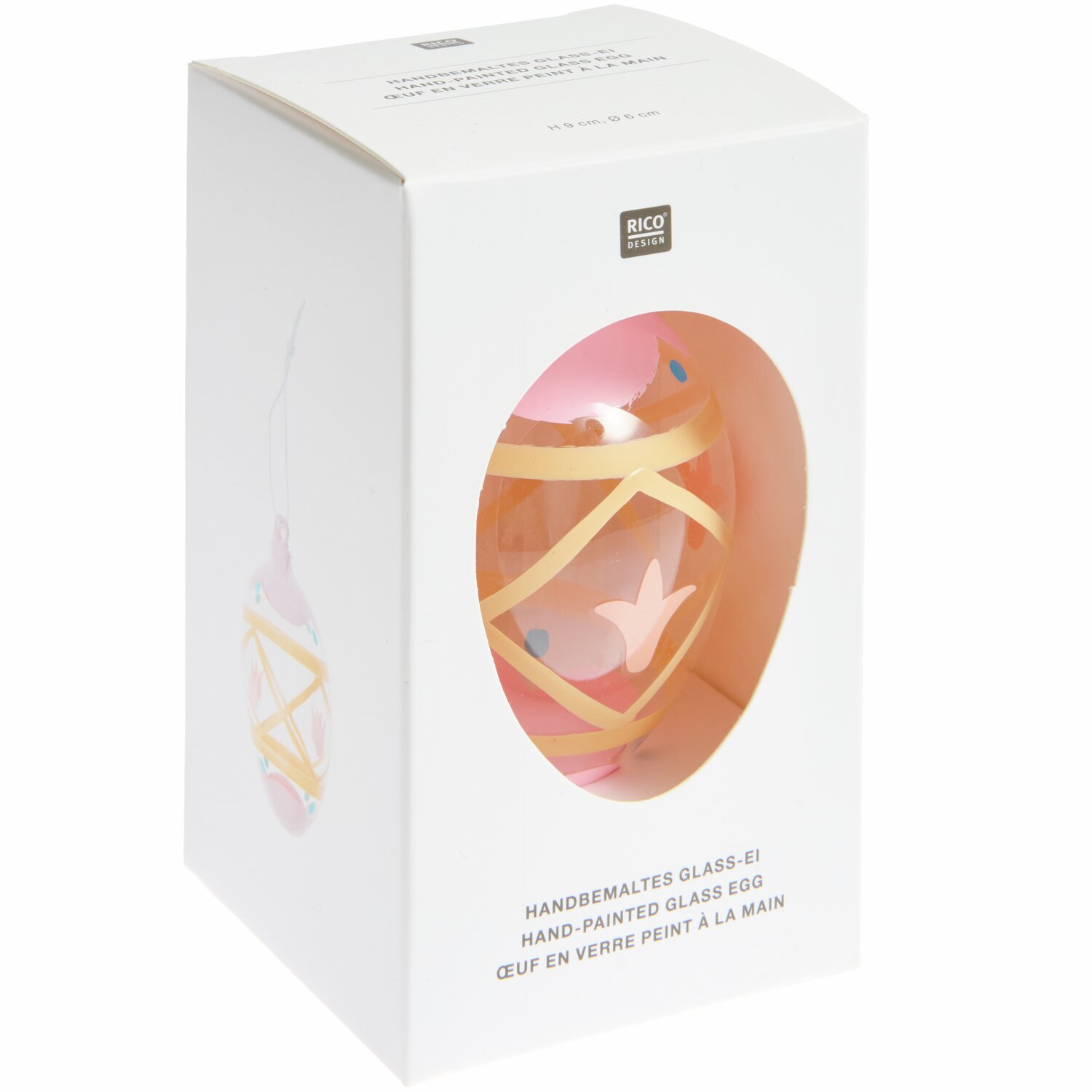 Glas Ei Tulpen handbemalt Ø6x9cm von Rico Design