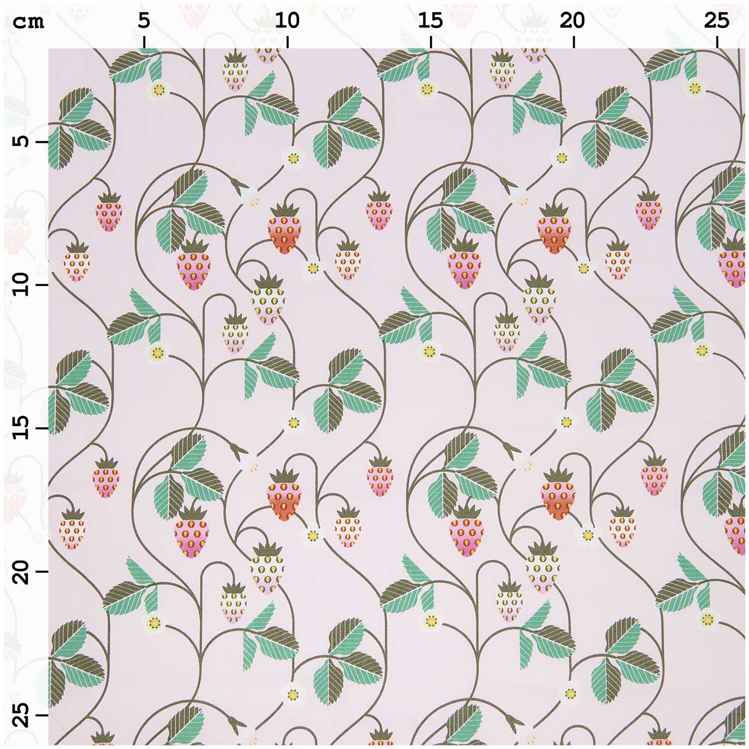 Stoffabschnitt Baumwoll-Popelin rosa Erdbeeren 50x140cm von Rico Design