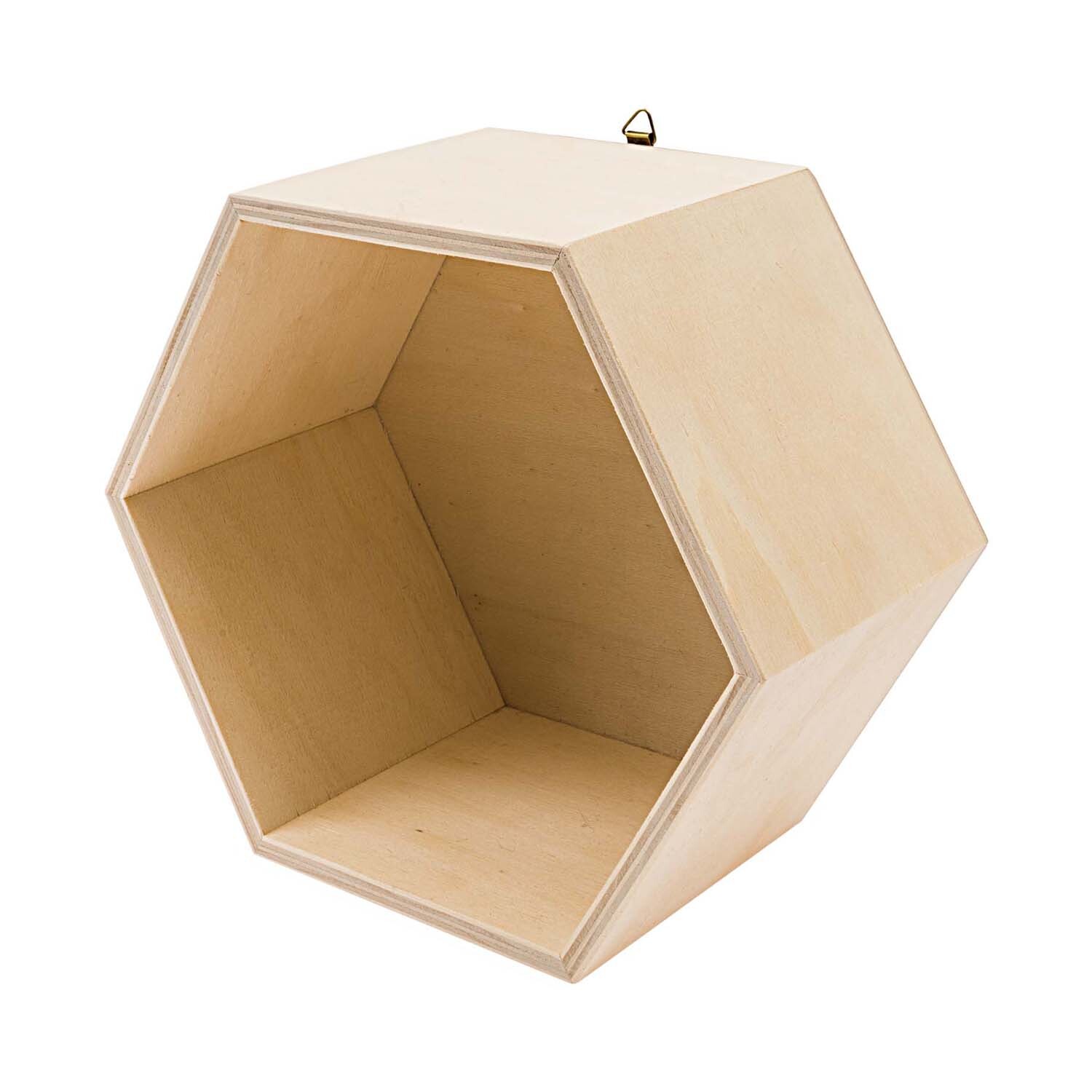 Holzbox sechseckig von Rico Design aus hellem Holz, ideal zur Aufbewahrung oder Dekoration.