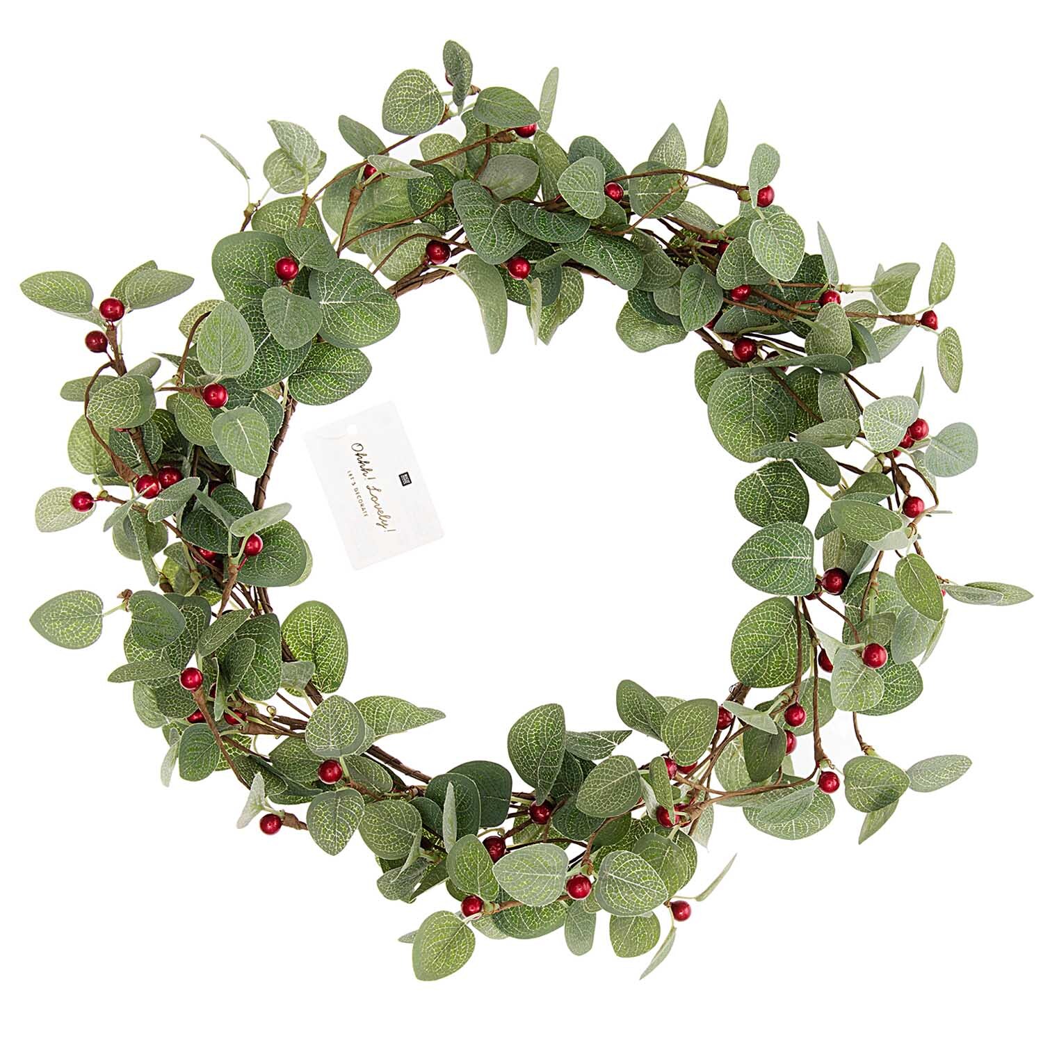 Eukalyptuskranz mit Beeren rot-grün Ø25,5cm von Rico Design