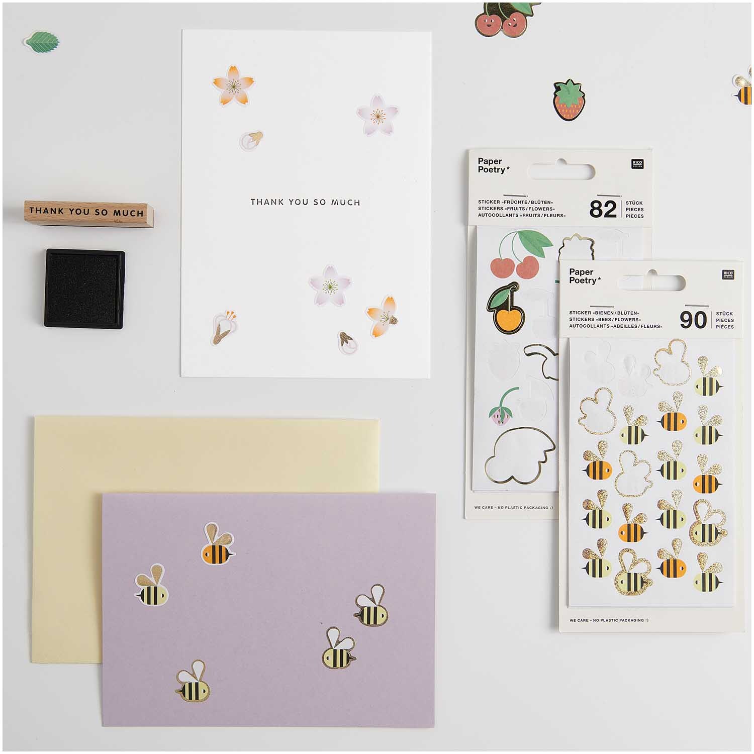 Paper Poetry Sticker Früchte & Blüten 4 Blatt von Rico Design