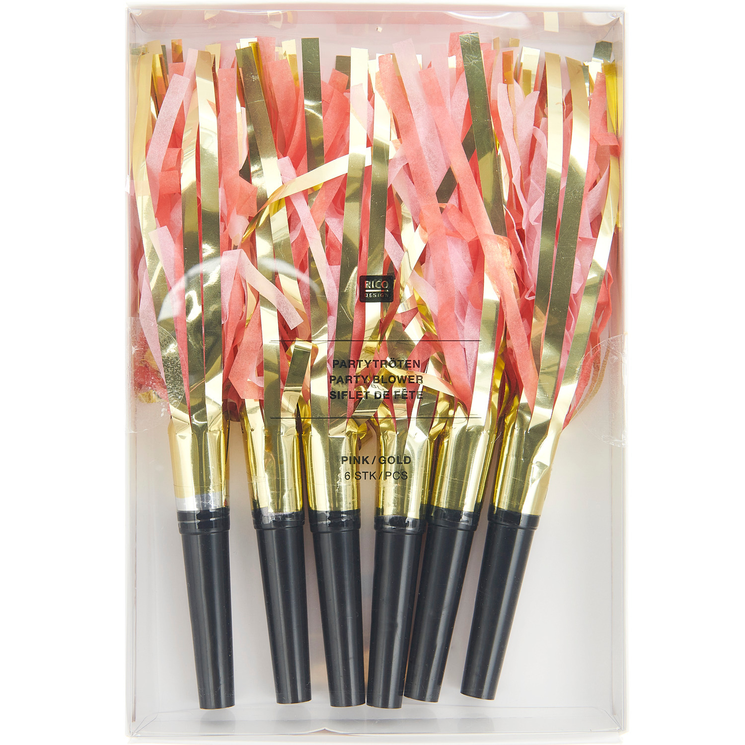 Partytröten Flitter rosa-gold 6 Stück von Rico Design