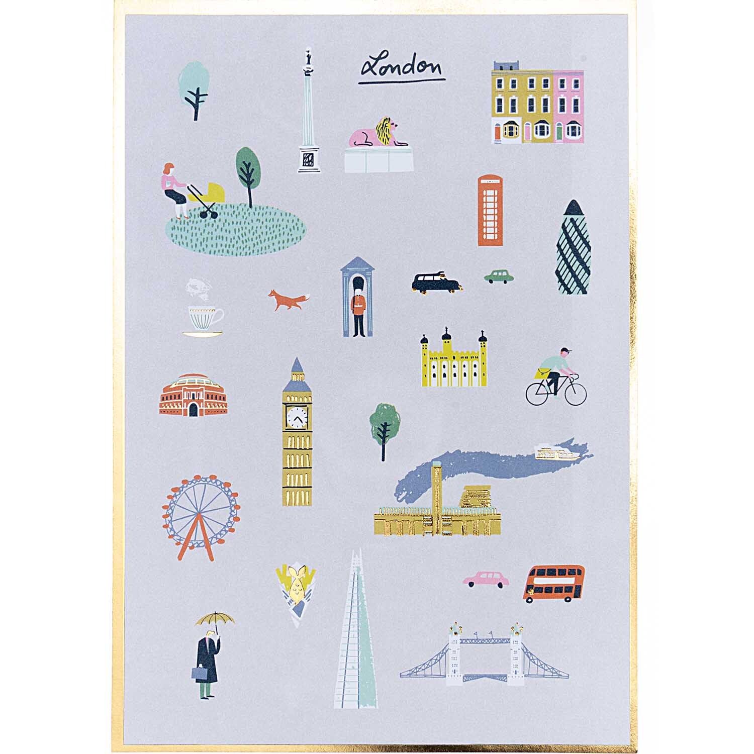 Paper Poetry Postkartenblock zeigt London-Motive wie Big Ben und Tower Bridge auf hellem Hintergrund. Ideal für Reiseerinnerungen.