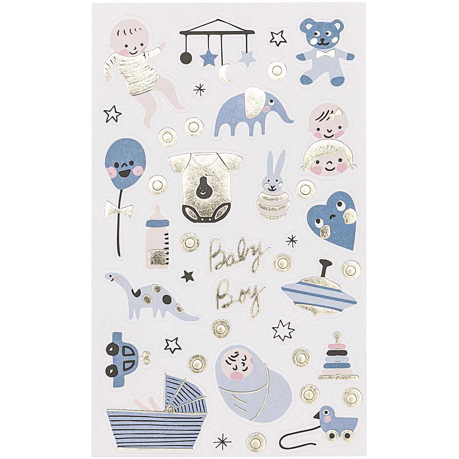 Paper Poetry Sticker Hello Baby Junge 4 Blatt von Rico Design