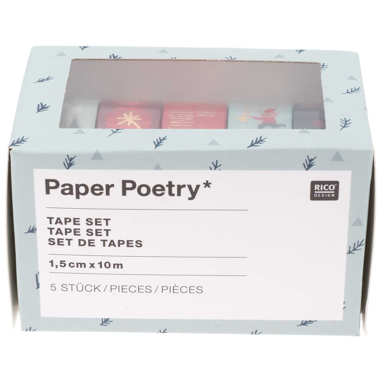 Paper Poetry Tape Set Jolly Christmas Classic 1,5cm 10m 5-teilig von Rico Design