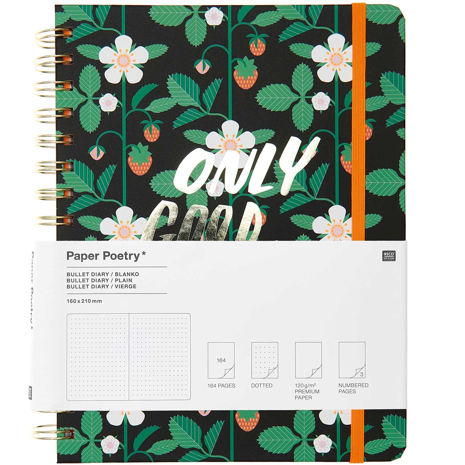 Paper Poetry Bullet Diary Spiralbindung Only Good Things DIN A5 164 Seiten von Rico Design