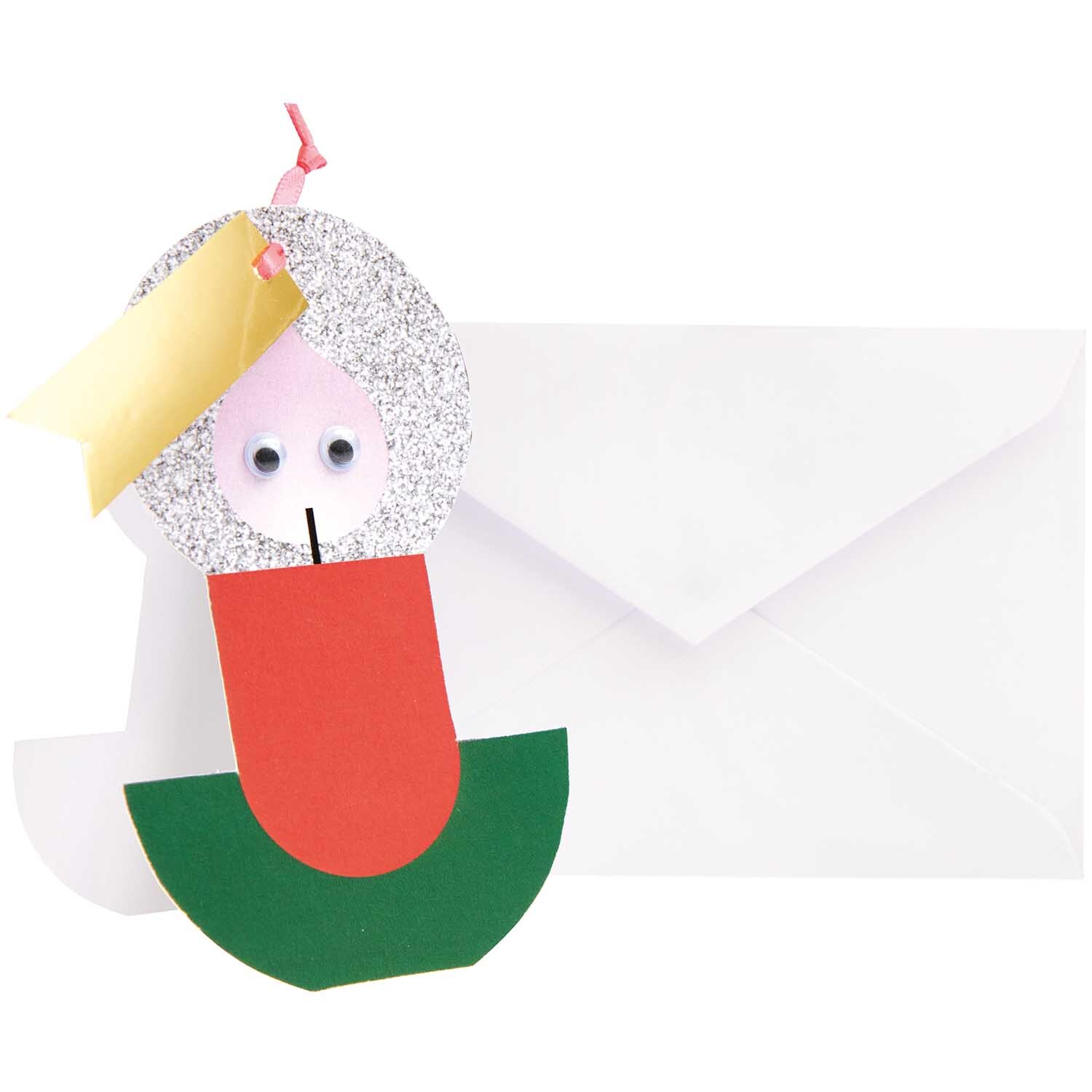 Paper Poetry Karte mit Wackelaugen zeigt eine bunte Kerze aus Papier auf einem weißen Umschlag.