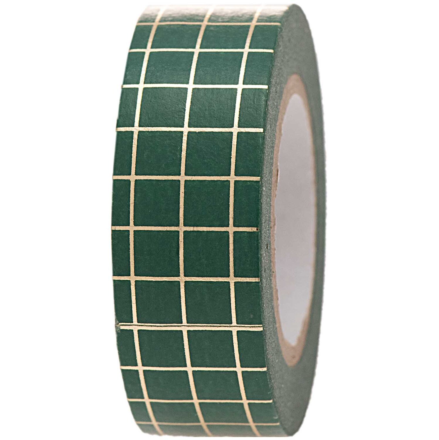 Paper Poetry Tape kariert grün-gold von Rico Design, 1,5 cm breit, 10 m lang, mit elegantem Karomuster.