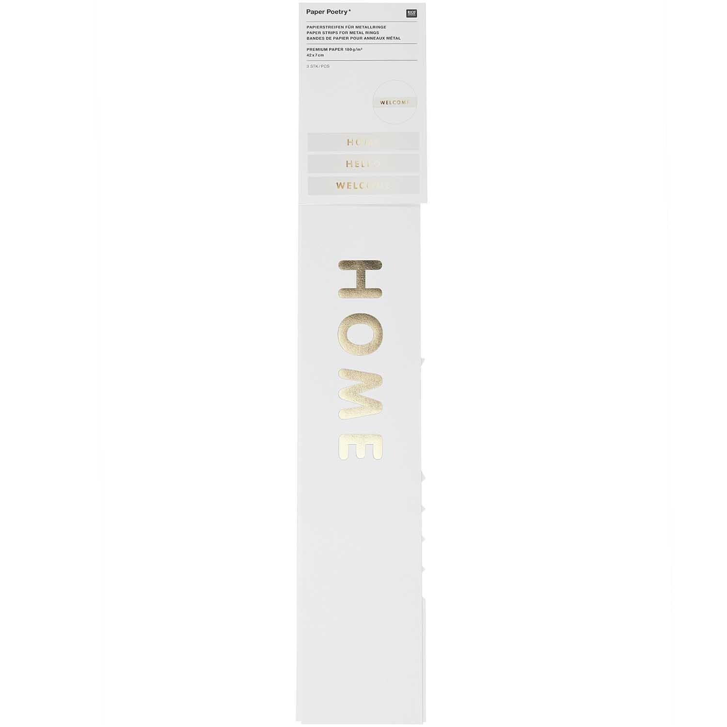 Paper Poetry Papierstreifen weiß 7x42cm 3 Stück von Rico Design