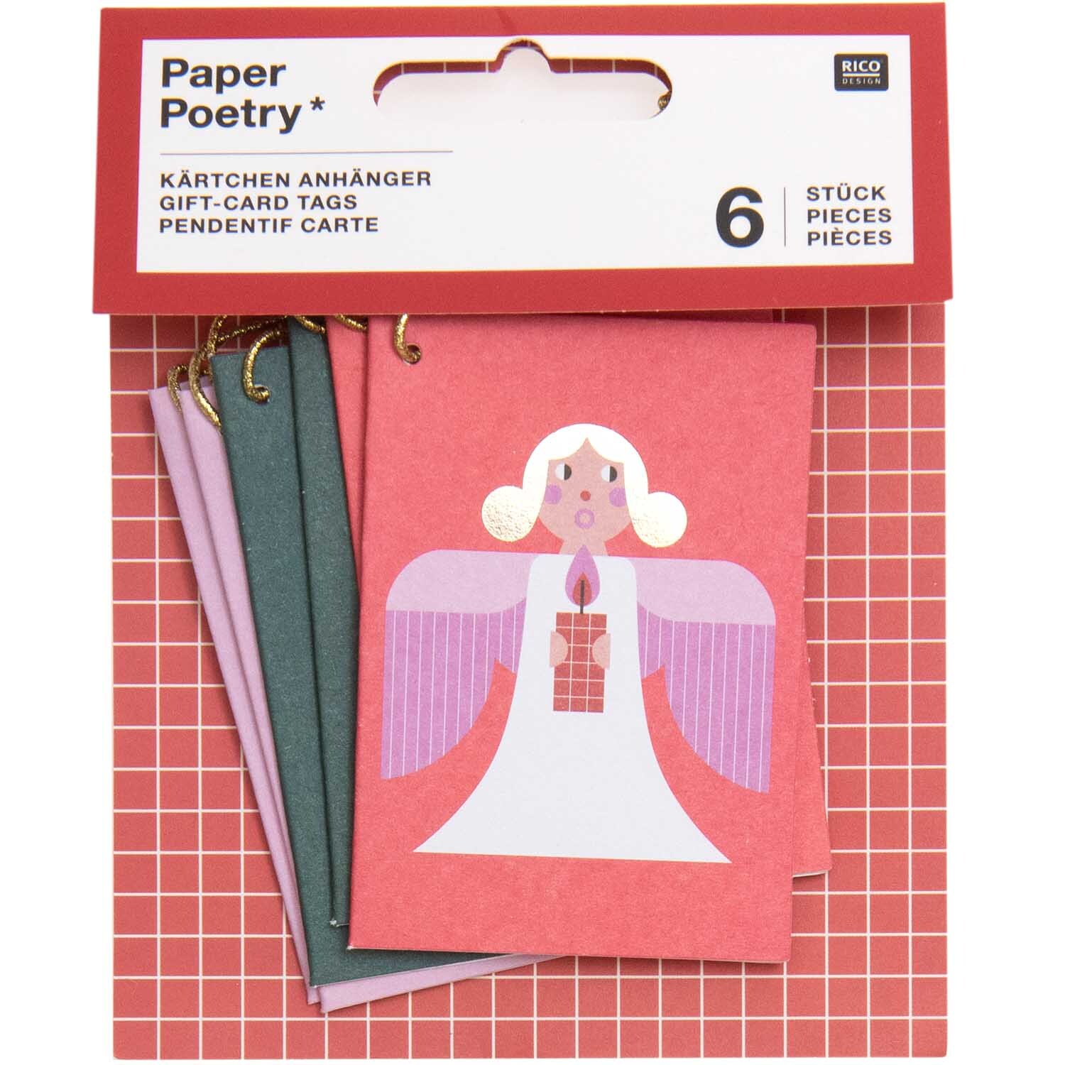 Paper Poetry Kärtchenanhänger Weihnachtsfiguren 6 Stück von Rico Design
