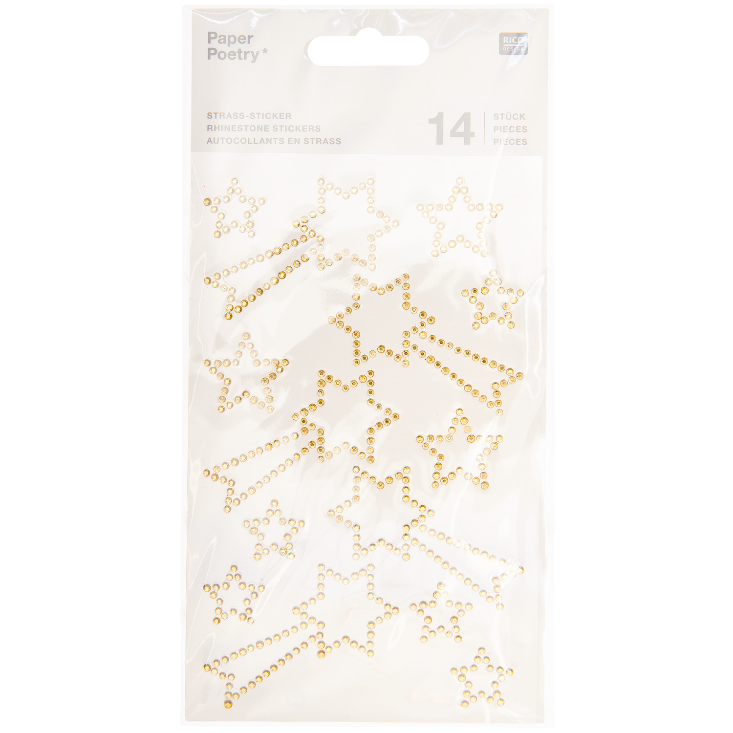 Paper Poetry Strass-Sticker Sternschnuppen  14 Stück von Rico Design