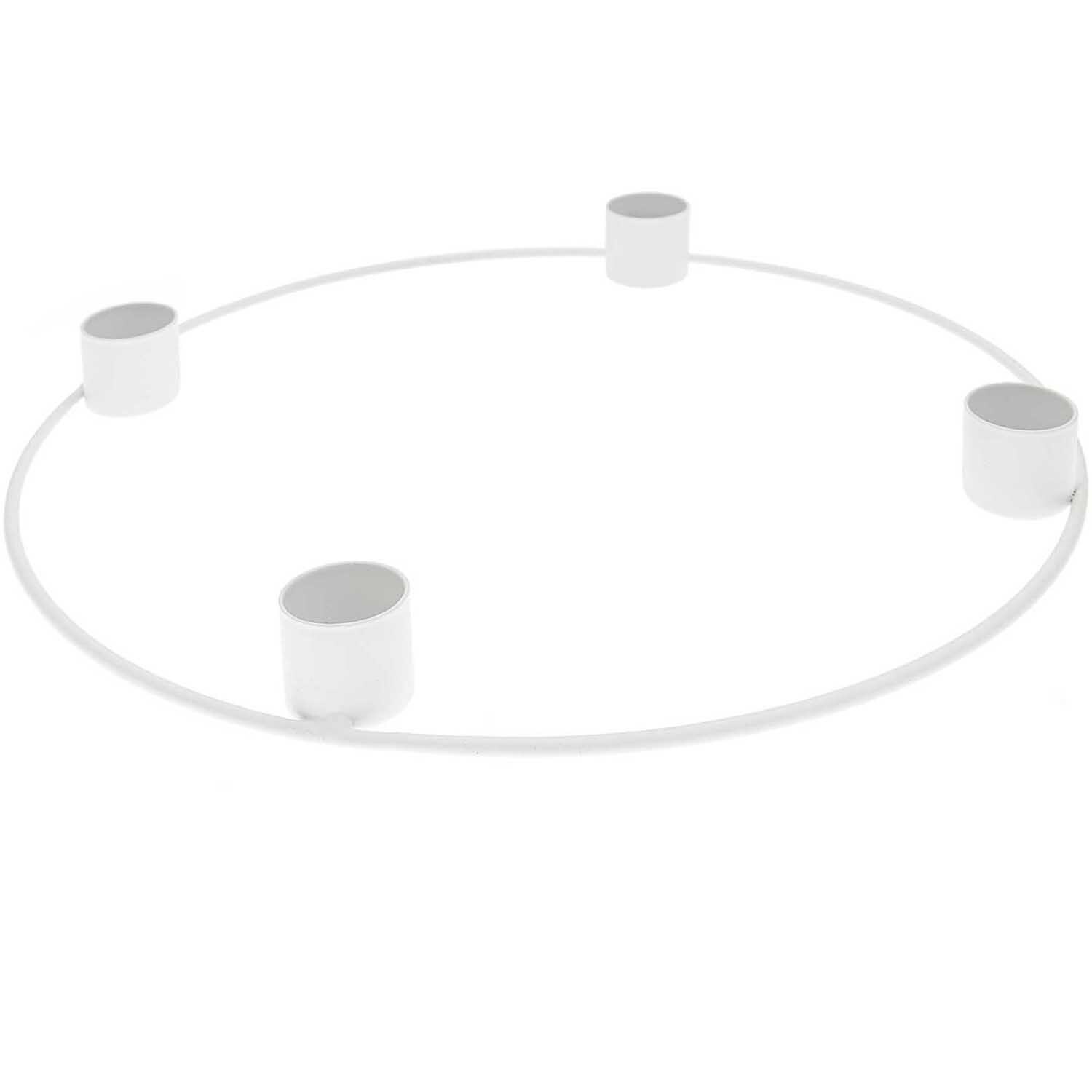 Metallring Adventskranz Ø 25cm von Rico Design in Off White Matt mit vier Kerzenhaltern. Ideal für festliche Dekorationen.
