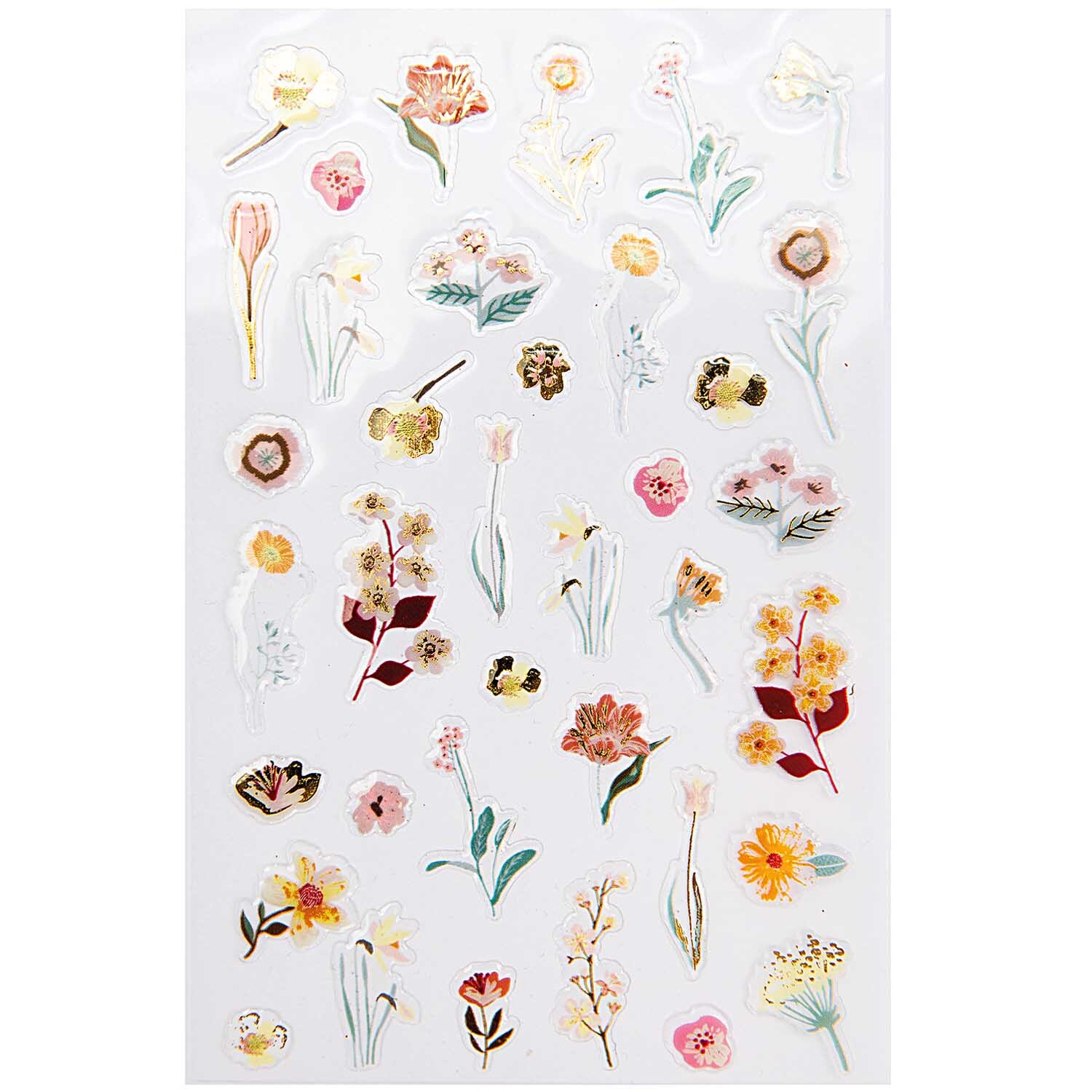 Paper Poetry Gelsticker Nature Matters rosa mit floralen Motiven auf transparentem Hintergrund. Ideal für kreative Projekte und Dekorationen.