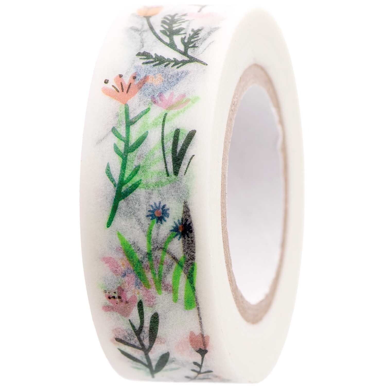 Paper Poetry Tape Bunny Hop Streublumen zeigt ein florales Muster in sanften Farben auf weißem Hintergrund. Ideal für kreative Projekte.