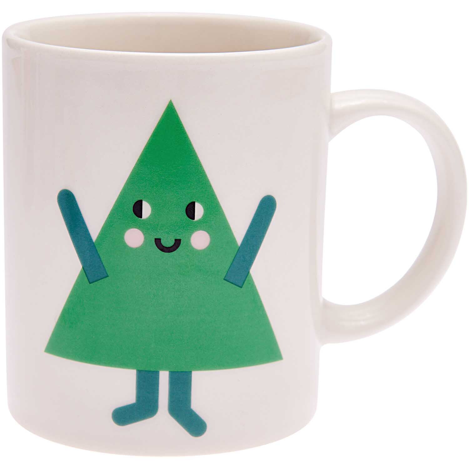 Porzellan Tasse Tanne 8x9,5cm mit fröhlichem Tannenbaum-Design von Rico Design auf weißem Hintergrund.