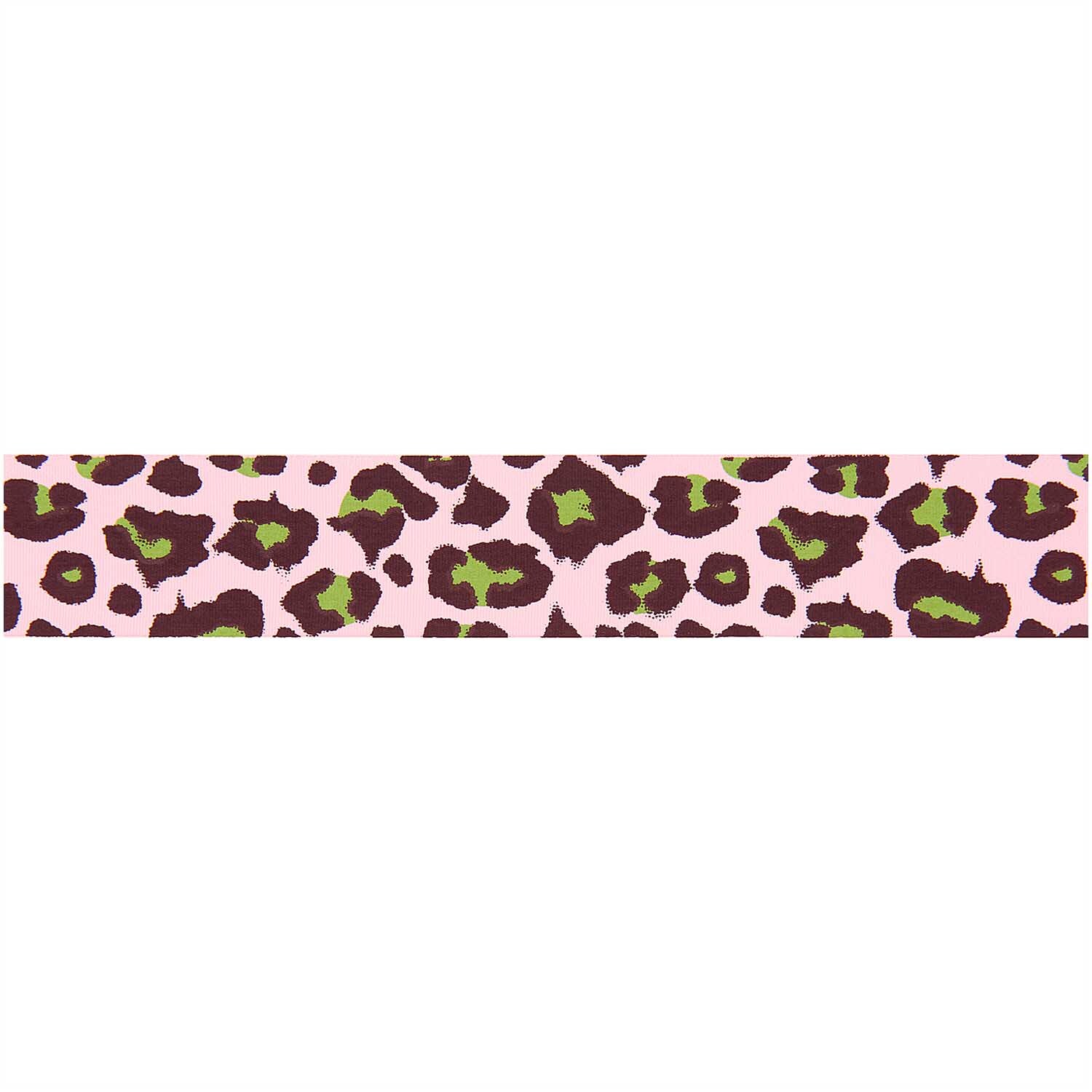 Paper Poetry Taftband Acid Leo 38mm 3m Farbe Rosa von Rico Design Paper Poetry Taftband mit Leopardenmuster in Rosa und Grün, ideal für kreative Bastelprojekte.