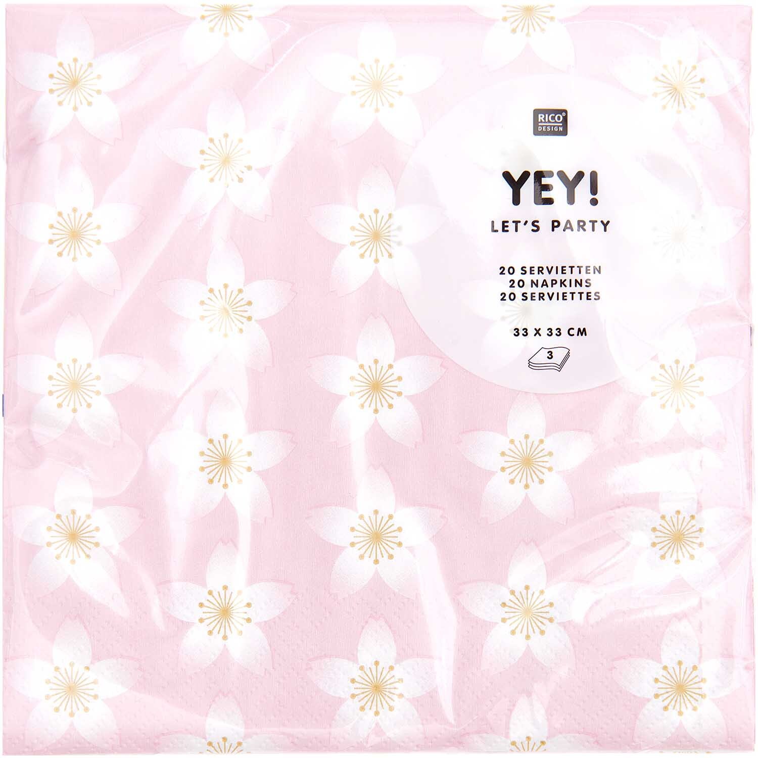 Servietten Kirschblüten rosa 33x33cm 20 Stück von Rico Design