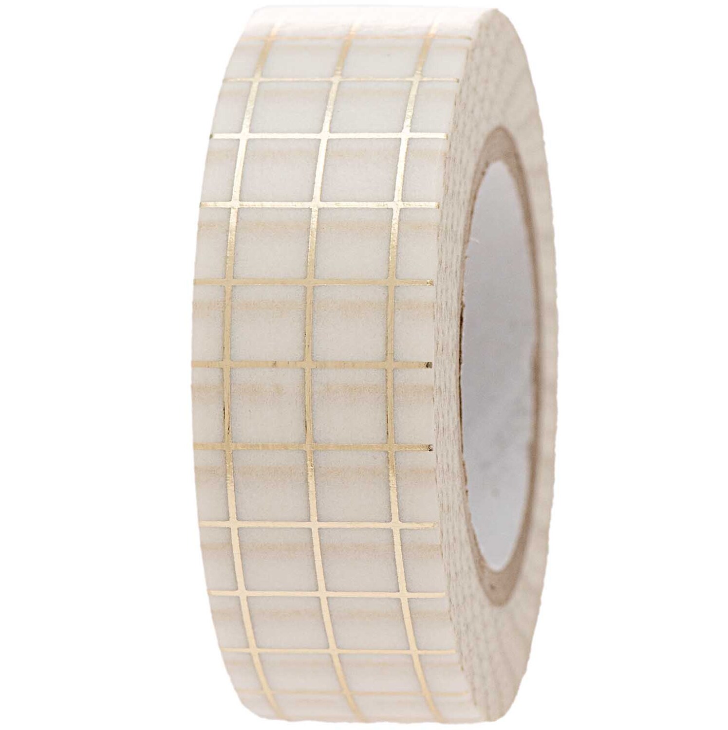 Paper Poetry Tape kariert weiß-gold, 1,5 cm breit, 10 m lang. Elegantes Design von Rico Design.