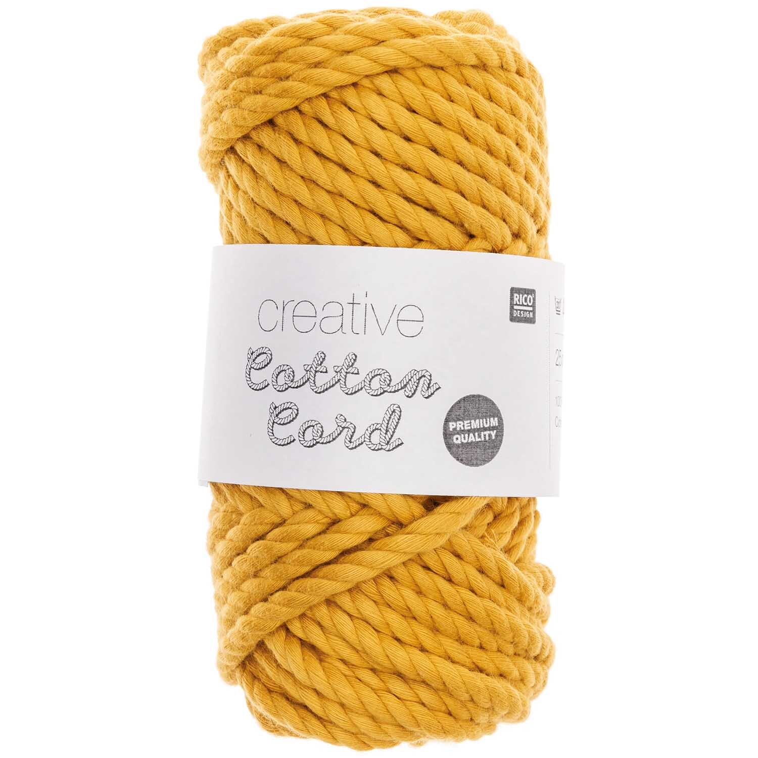 Creative Cotton Cord Makramee-Garn in Senf von Rico Design, 130g, 25m, ideal für DIY-Projekte.