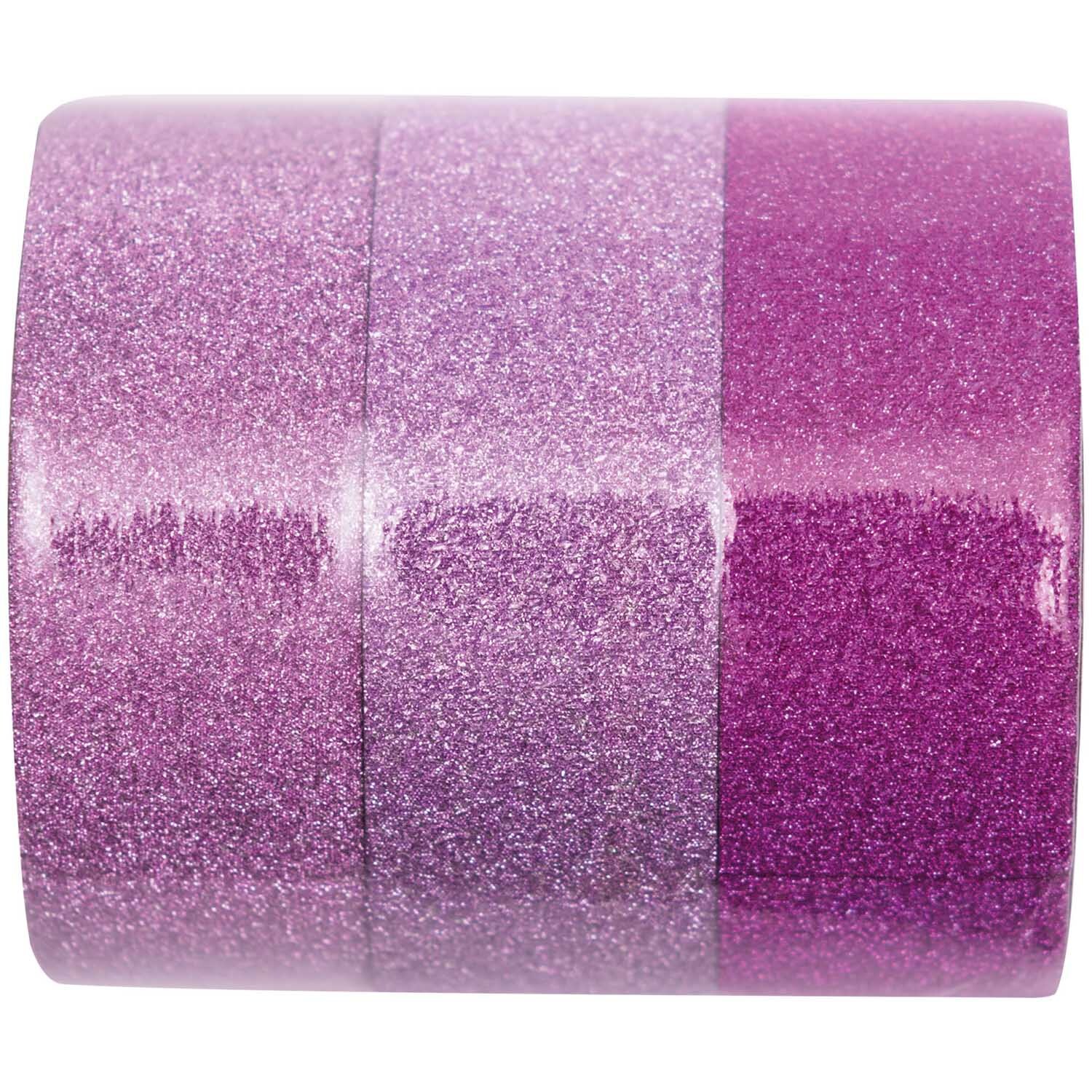 Glitter Tape Set 1,5cm 5m: Drei glitzernde Klebebänder in Rosa- und Pinktönen von Rico Design. Ideal für kreative Projekte.