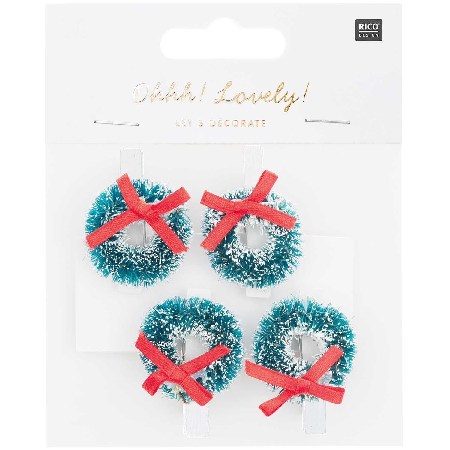 Dekoklammern Weihnachtskränze 3cm 4 Stück von Rico Design