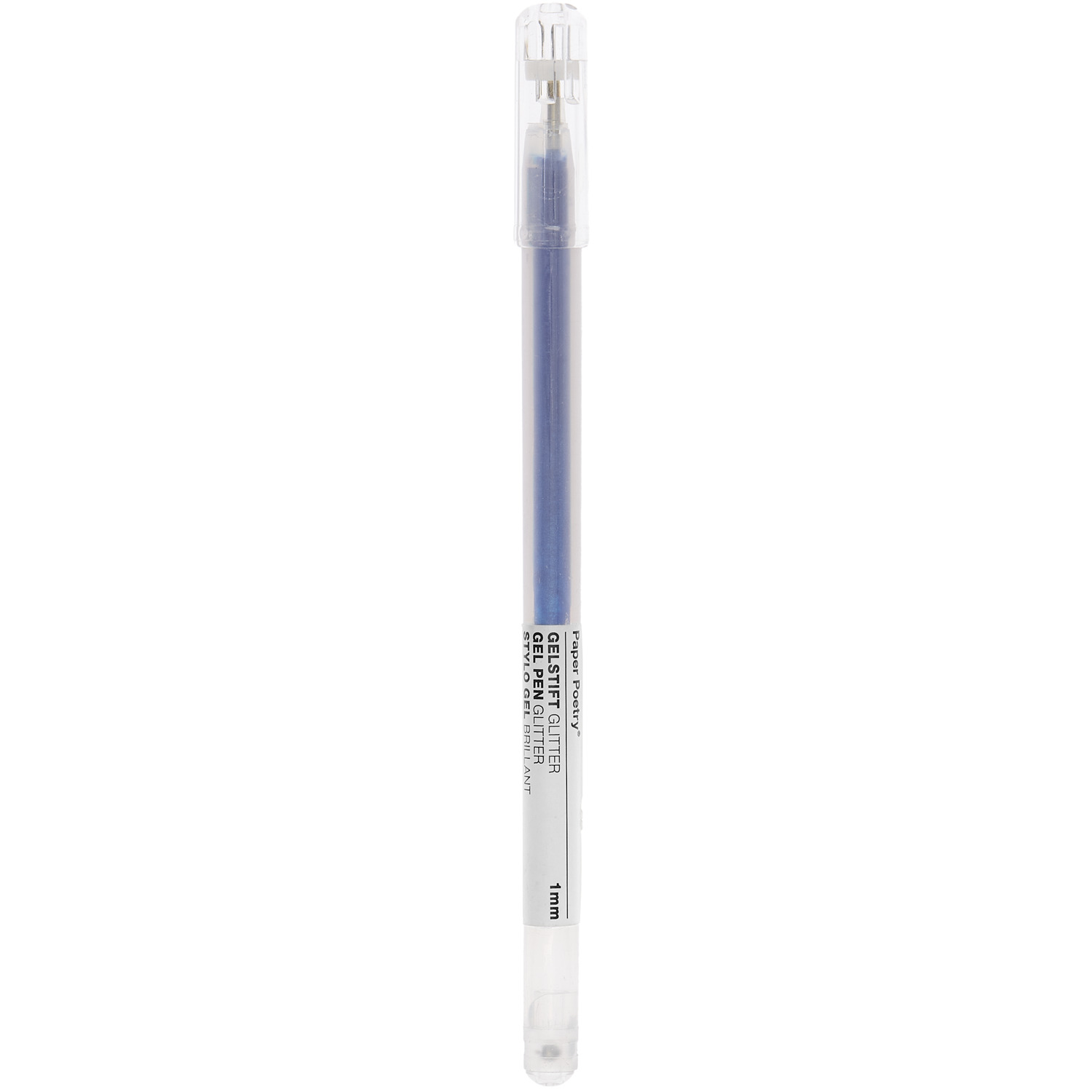 Gel pen Glitter 1mm colour Blue from Rico Design Gelstift Glitter 1mm, blau, von Rico Design. Transparente Kappe, ideal für kreative Projekte.