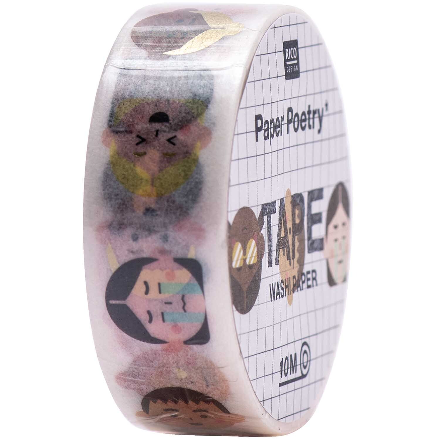 Paper Poetry Tape Gesichter 1,5cm 10m von Rico Design