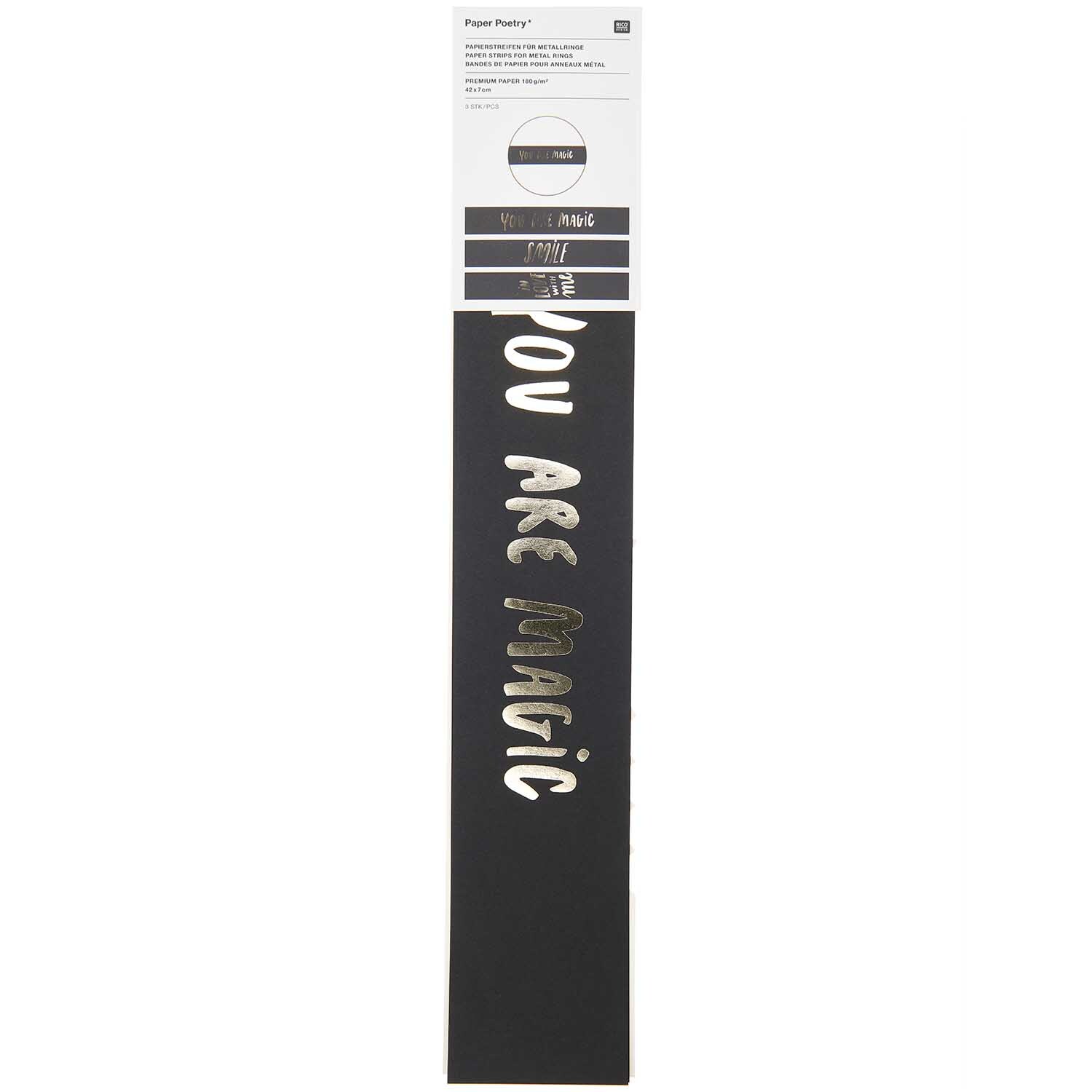 Paper Poetry Papierstreifen Smile schwarz 7x42cm 3 Stück von Rico Design