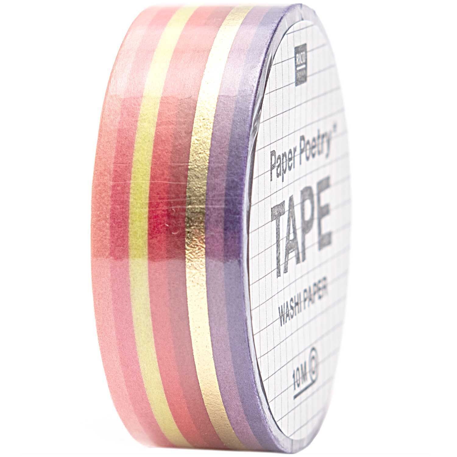 Paper Poetry Tape Streifen rot-gold 1,5cm 10m von Rico Design