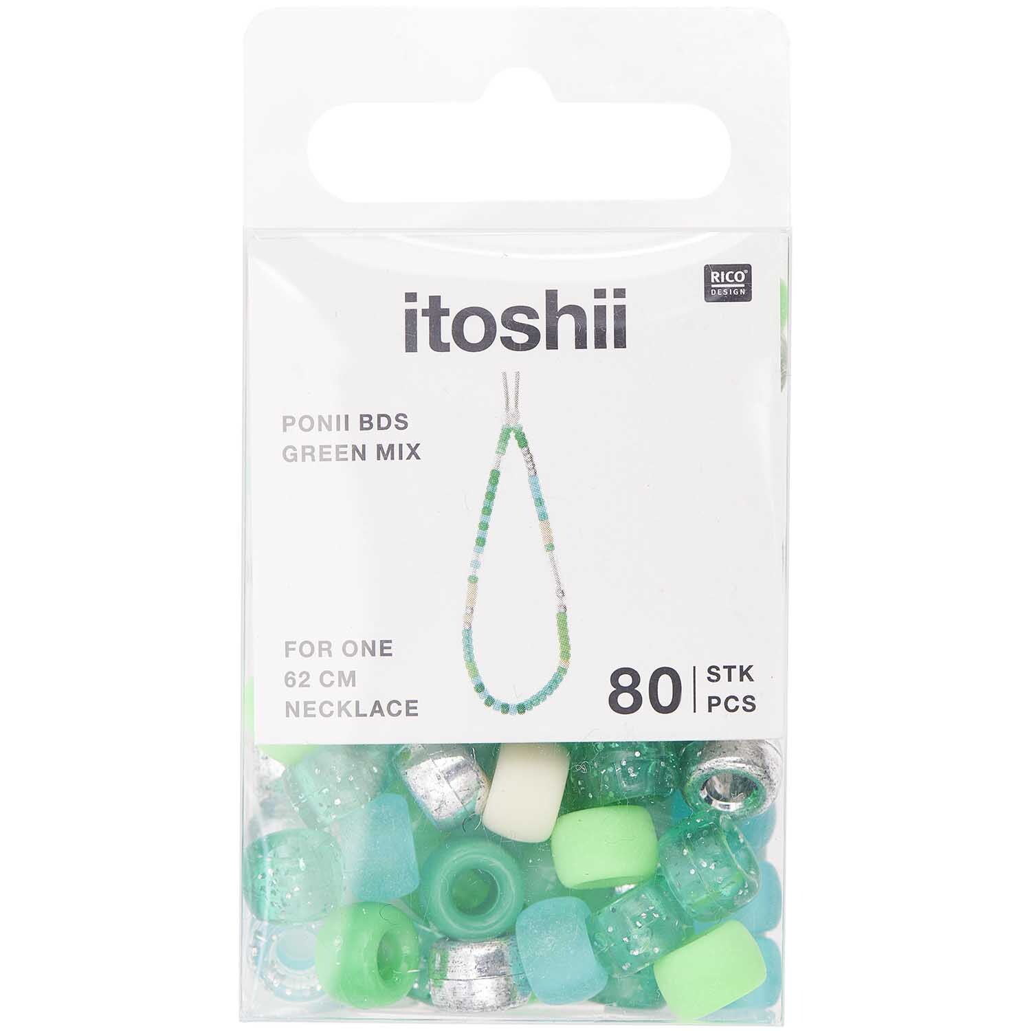 itoshii - Ponii Beads Grün Mix 9x6mm 80 Stück von Rico Design