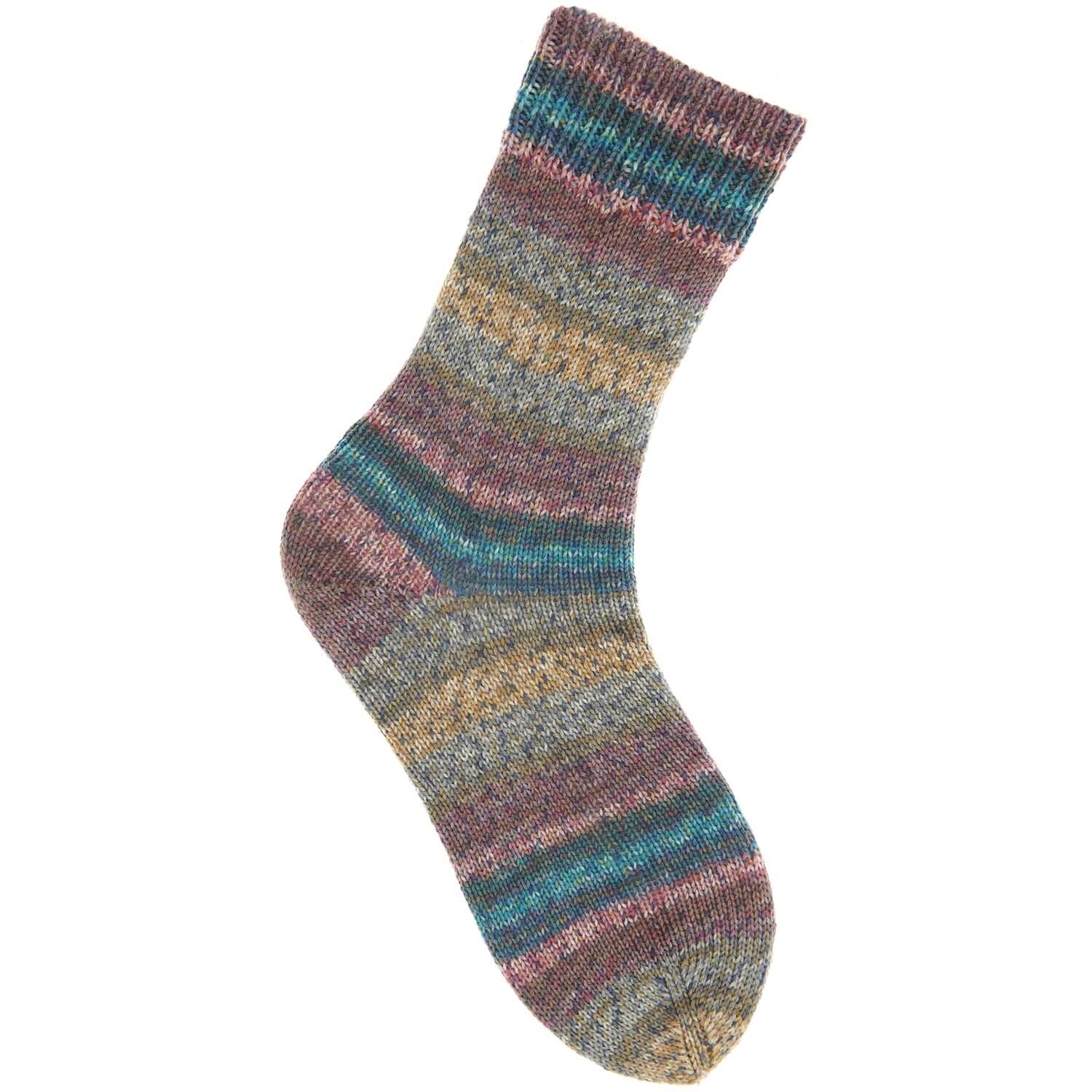 Socks Sprinkly Striply 4-fädig: Bunte, gestreifte Socke aus weicher Wolle von Rico Design, ideal für gemütliche Tage.