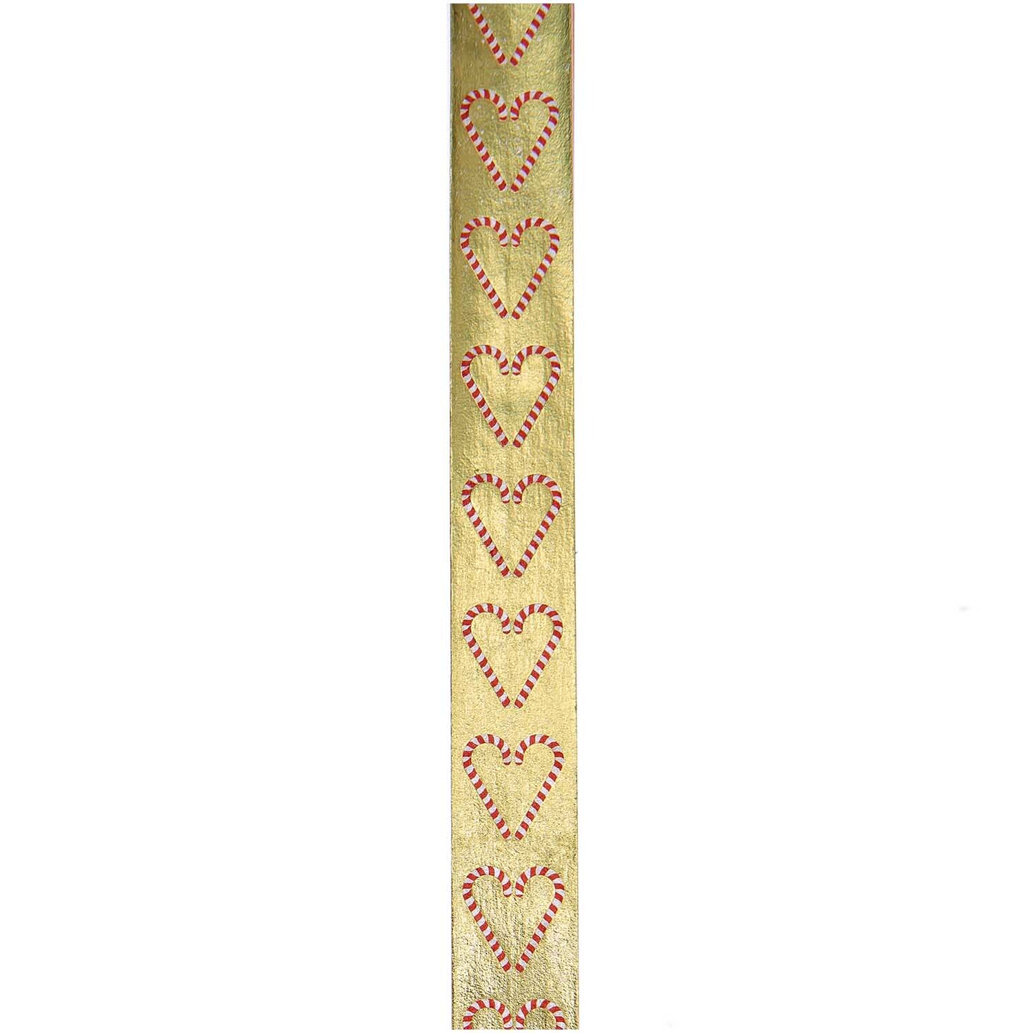 Paper Poetry Tape Candy Cane 1,5cm 10m von Rico Design Paper Poetry Tape Candy Cane 1,5cm 10m mit Herzmotiven auf goldenem Hintergrund von Rico Design. Ideal für festliche Dekorationen.
