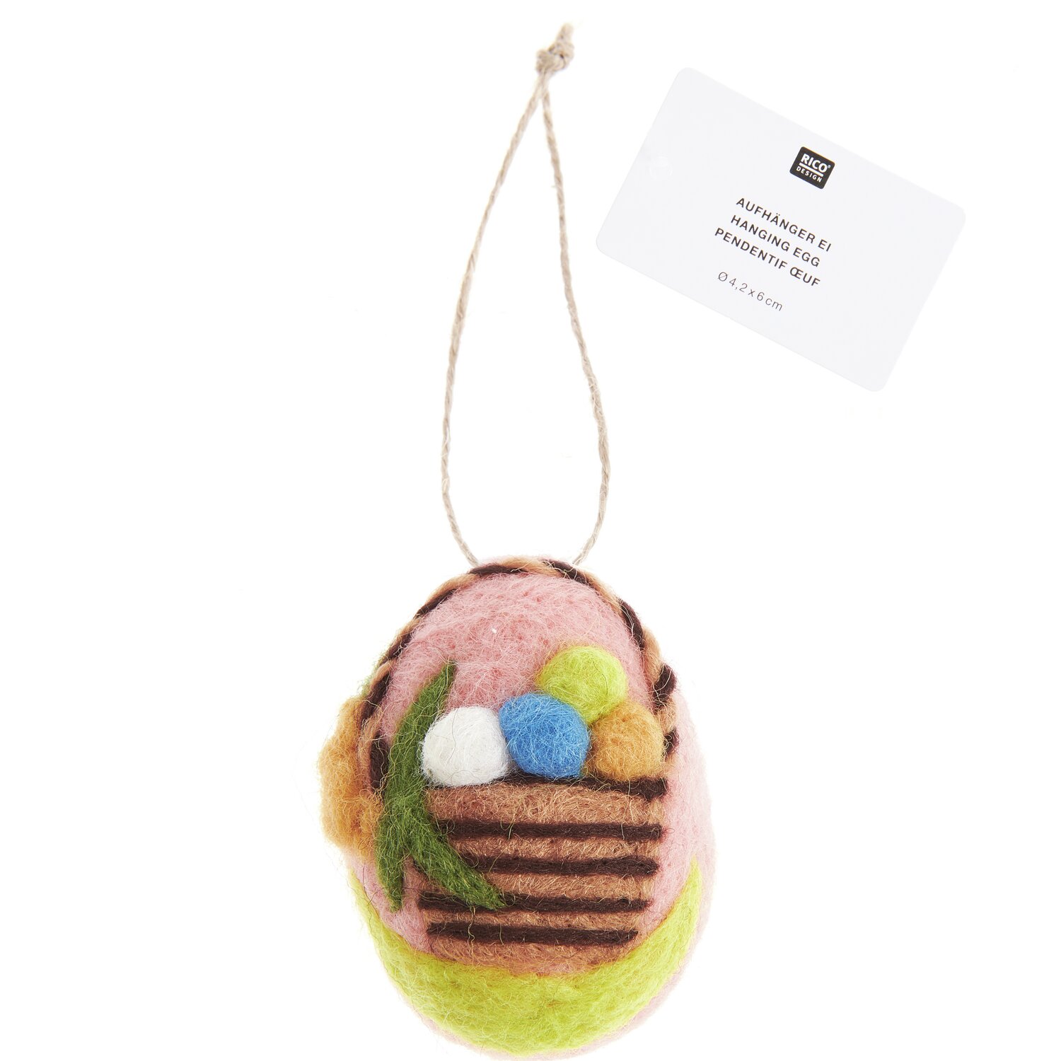 Aufhänger Filz-Ei Osterkorb Rosa Ø4,5x6cm von Rico Design