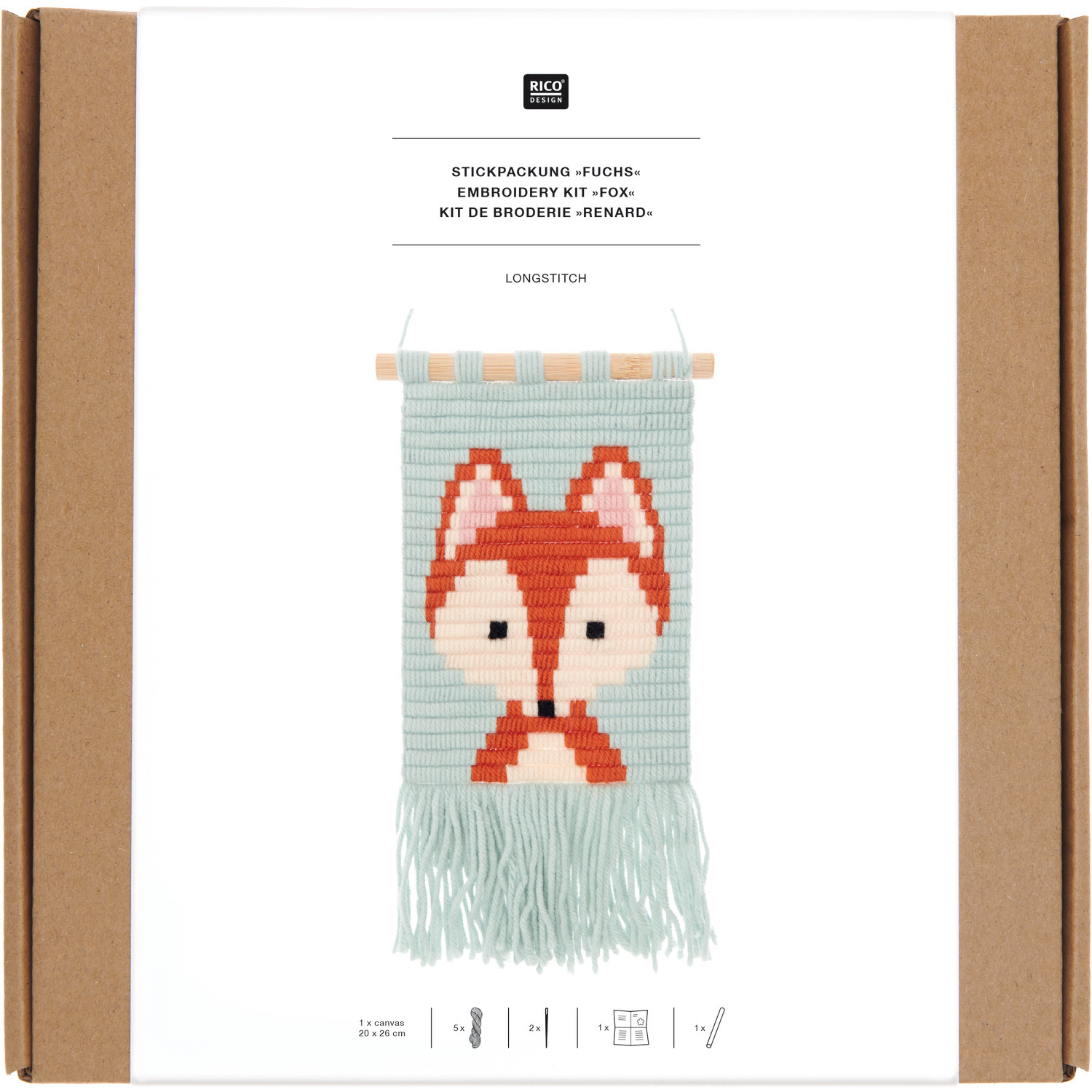 Kit de broderie Longstitch renard 18x30cm from Rico Design