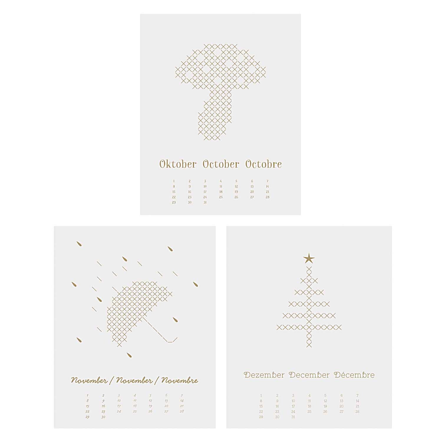 Kalender zum Besticken gold 16x20cm immerwährend von Rico Design Kalender zum Besticken gold 16x20cm immerwährend von Rico Design