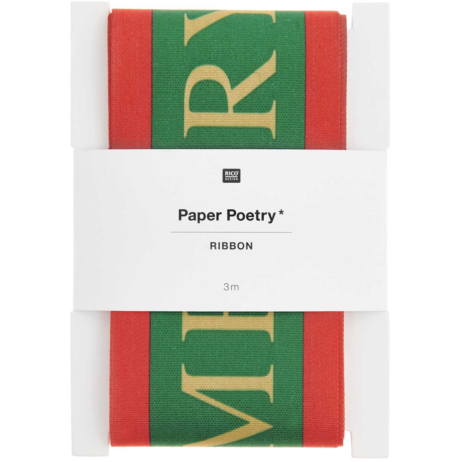 Paper Poetry Taftband Merry Christmas rosa-gold 58mm 3m von Rico Design