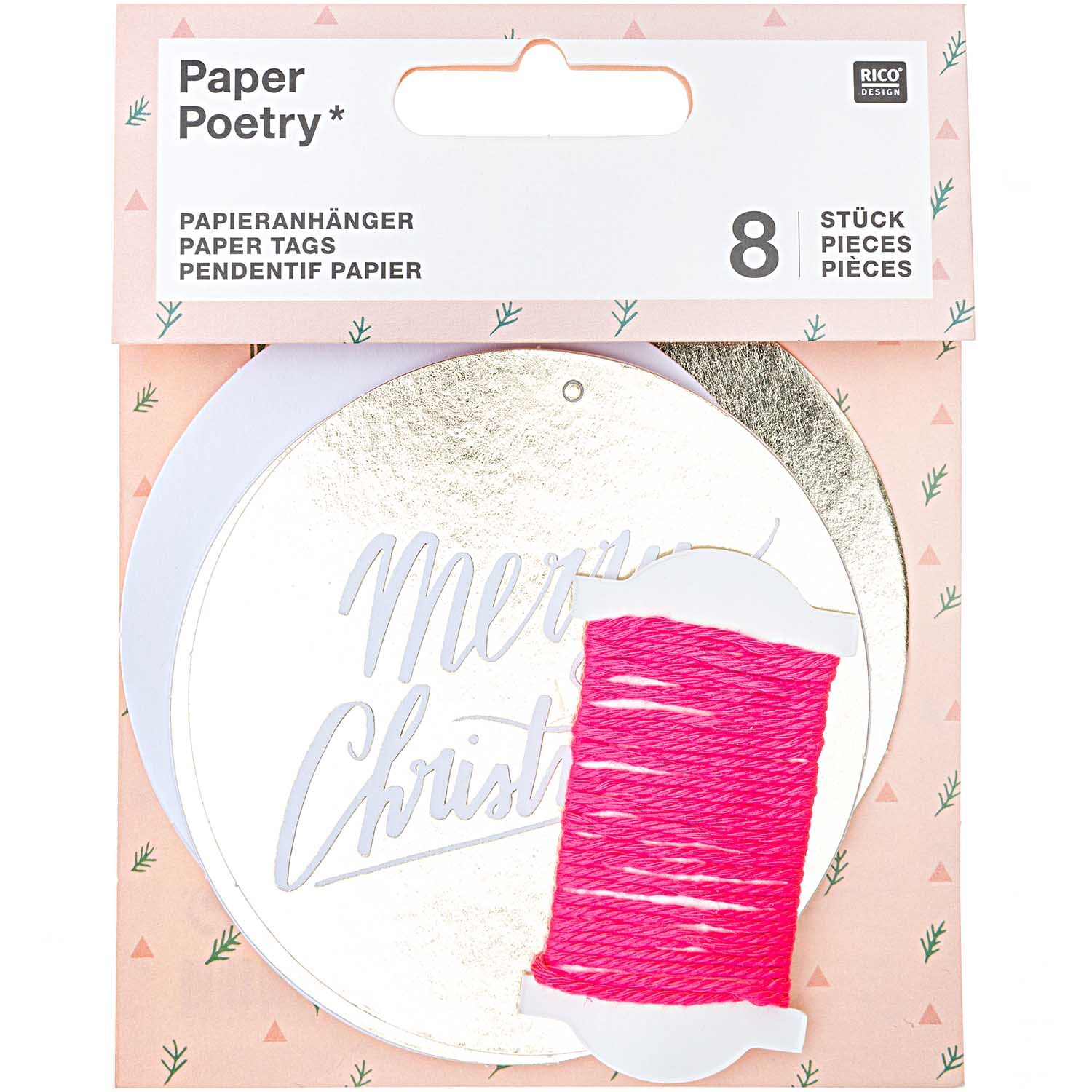 Paper Poetry Papieranhänger Jolly Christmas Schrift 8 Stück von Rico Design