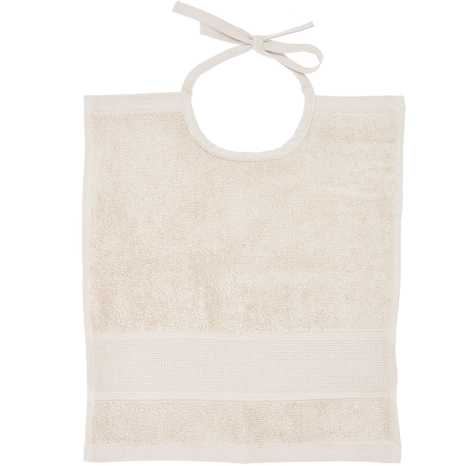 Lätzchen von Rico Design in hellbeige, 30x34cm, GOTS-zertifiziert, mit praktischen Bindebändern.