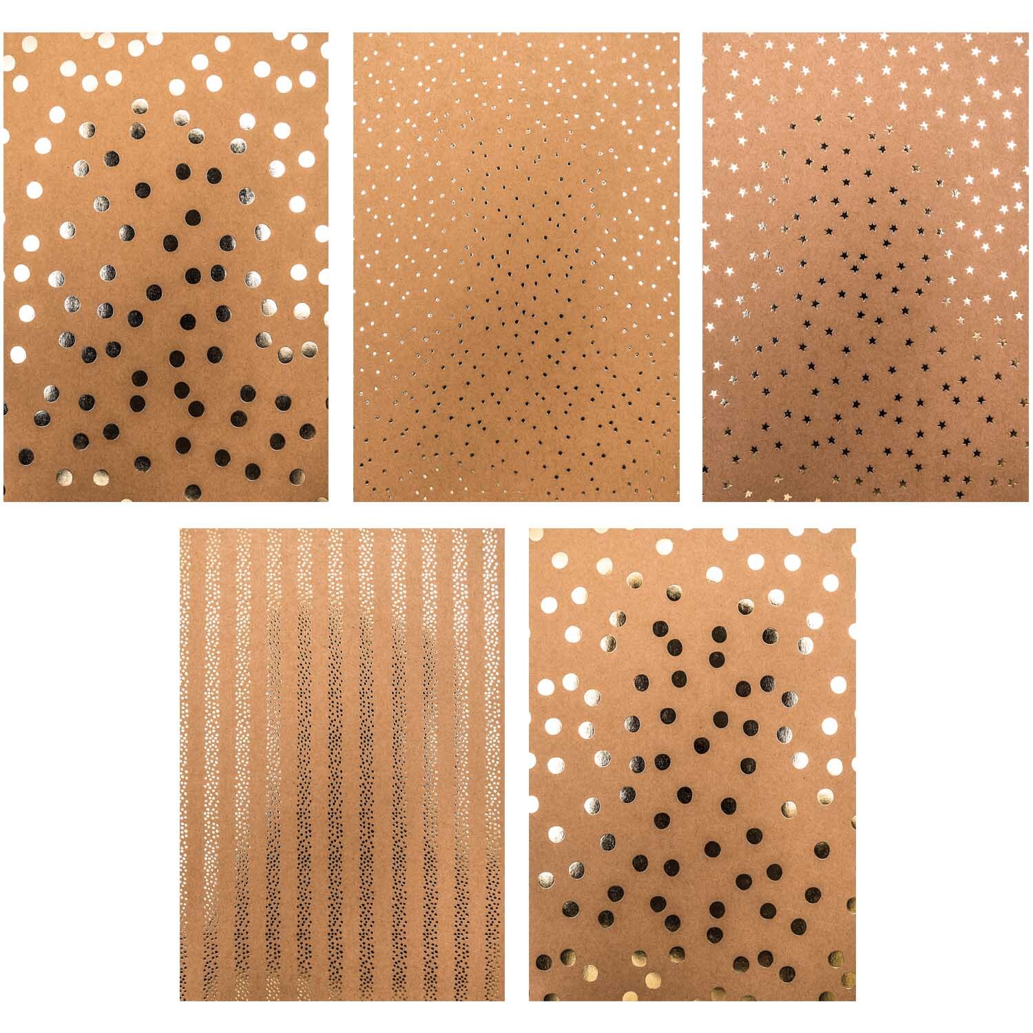 Paper Poetry Kraftpapier Block Punkte 270g/m² 20 Blatt Hot Foil von Rico Design Paper Poetry Kraftpapier Block mit Punkten und Streifen, 270g/m², 20 Blatt, von Rico Design.