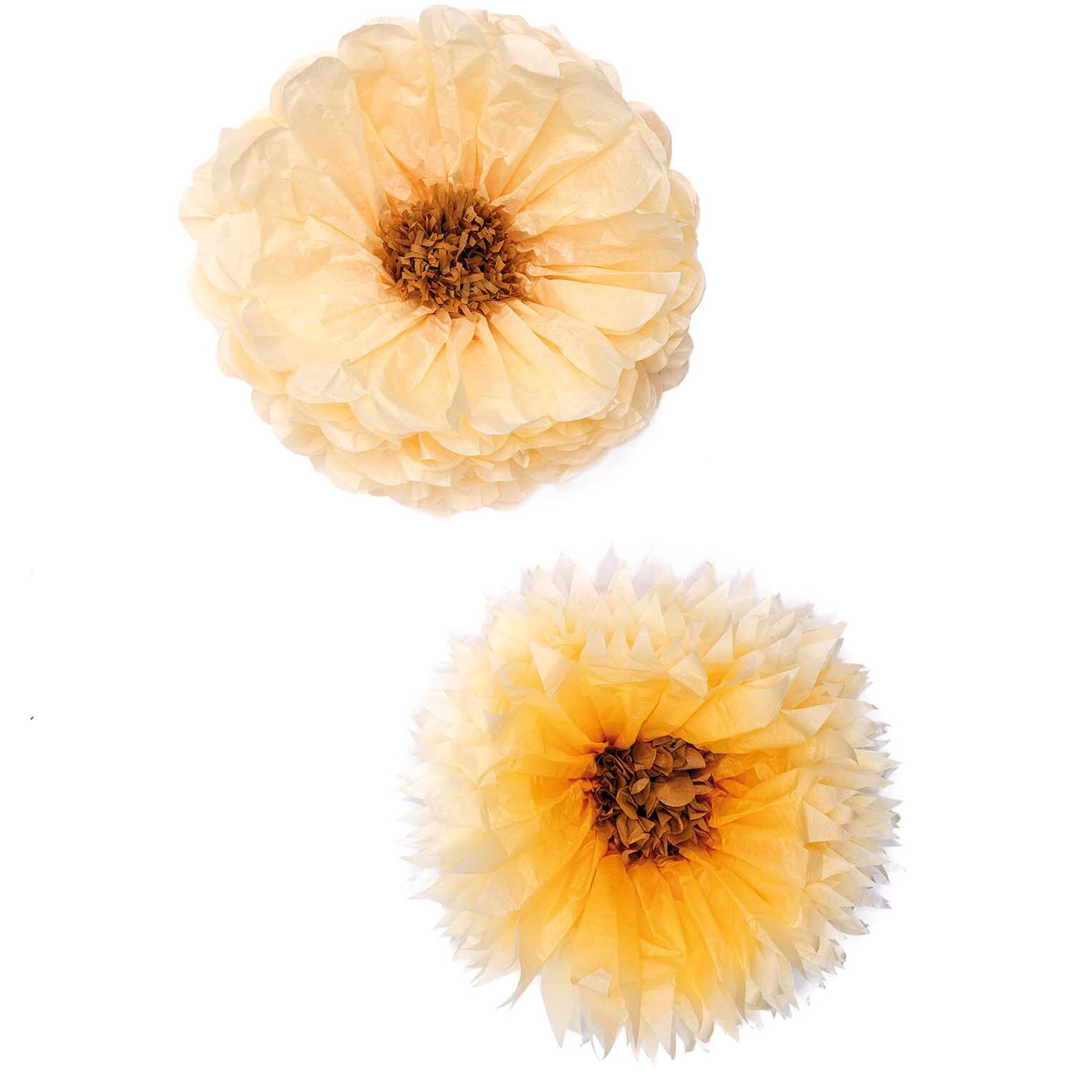 Seidenpapierblumen 40cm 2 Stück von Rico Design in Gelb, kunstvoll arrangiert für Dekoration.