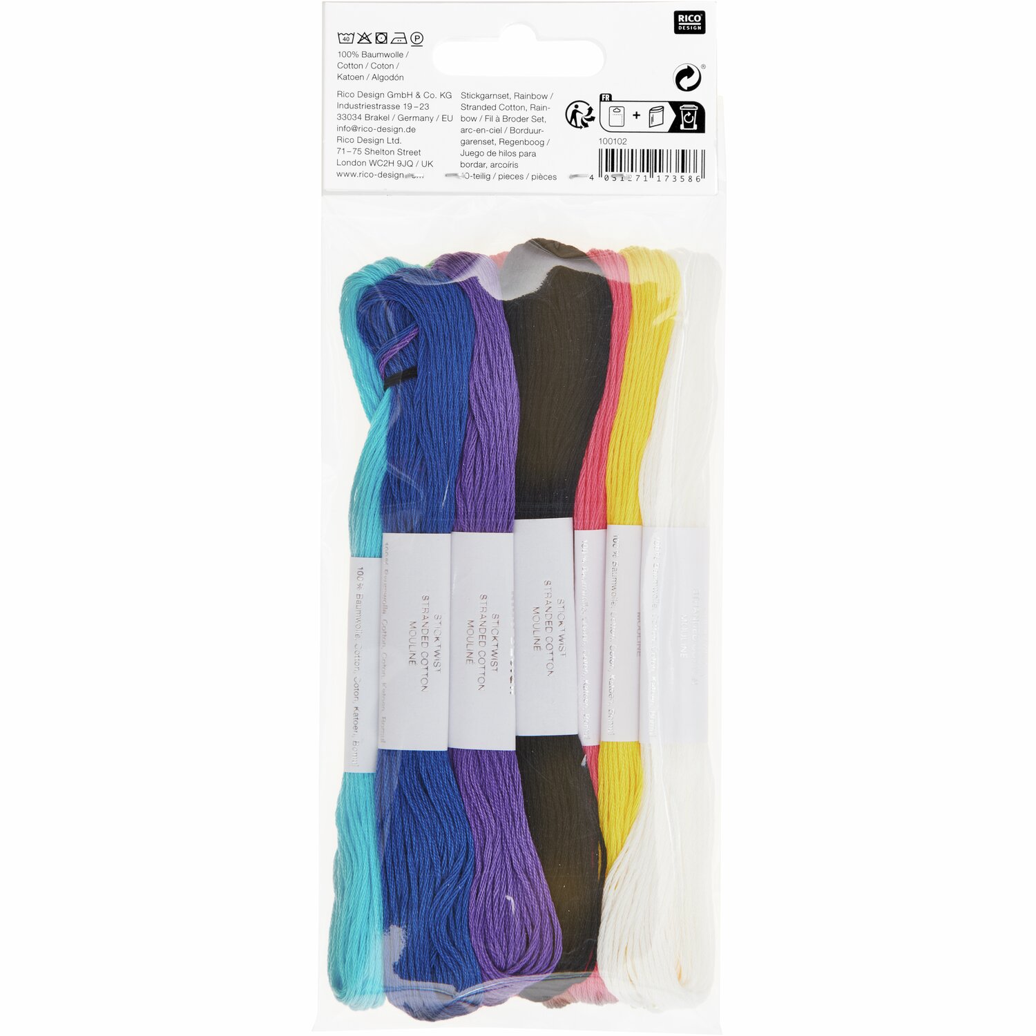 Set de fils à broder Rainbow 10 pièces 10-teilig from Rico Design Stickgarn Set Rainbow: Zehn bunte Stickgarne von Rico Design, ideal für kreative Nähprojekte.