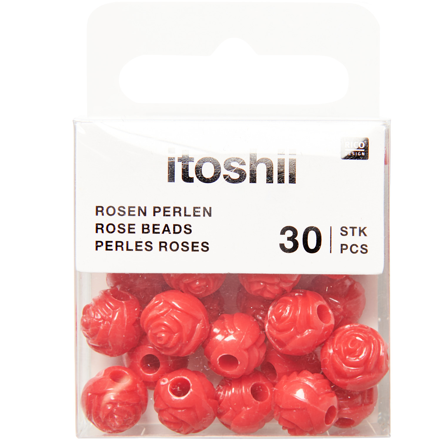itoshii Rosen Perlen rund Rot 9x8mm 30 Stück von Rico Design