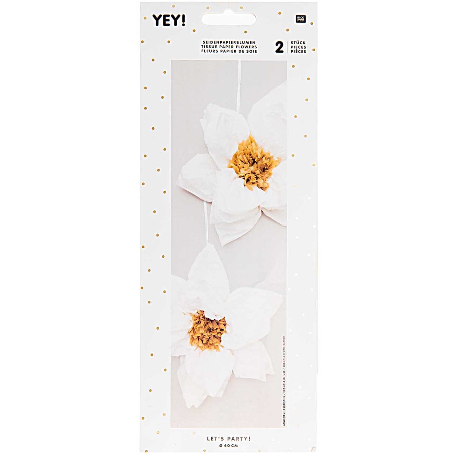 Seidenpapierblumen Weihnachtsstern 40cm 2 Stück Farbe Weiß von Rico Design