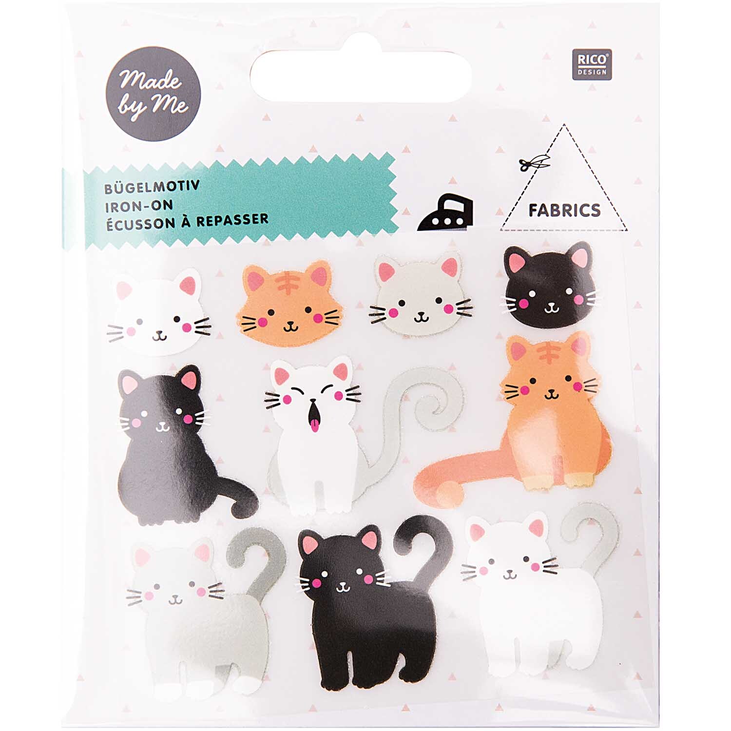 Bügelmotive Katze 10 Stück, Mehrfarbig, von Rico Design. Niedliche Katzenmotive zum Aufbügeln.